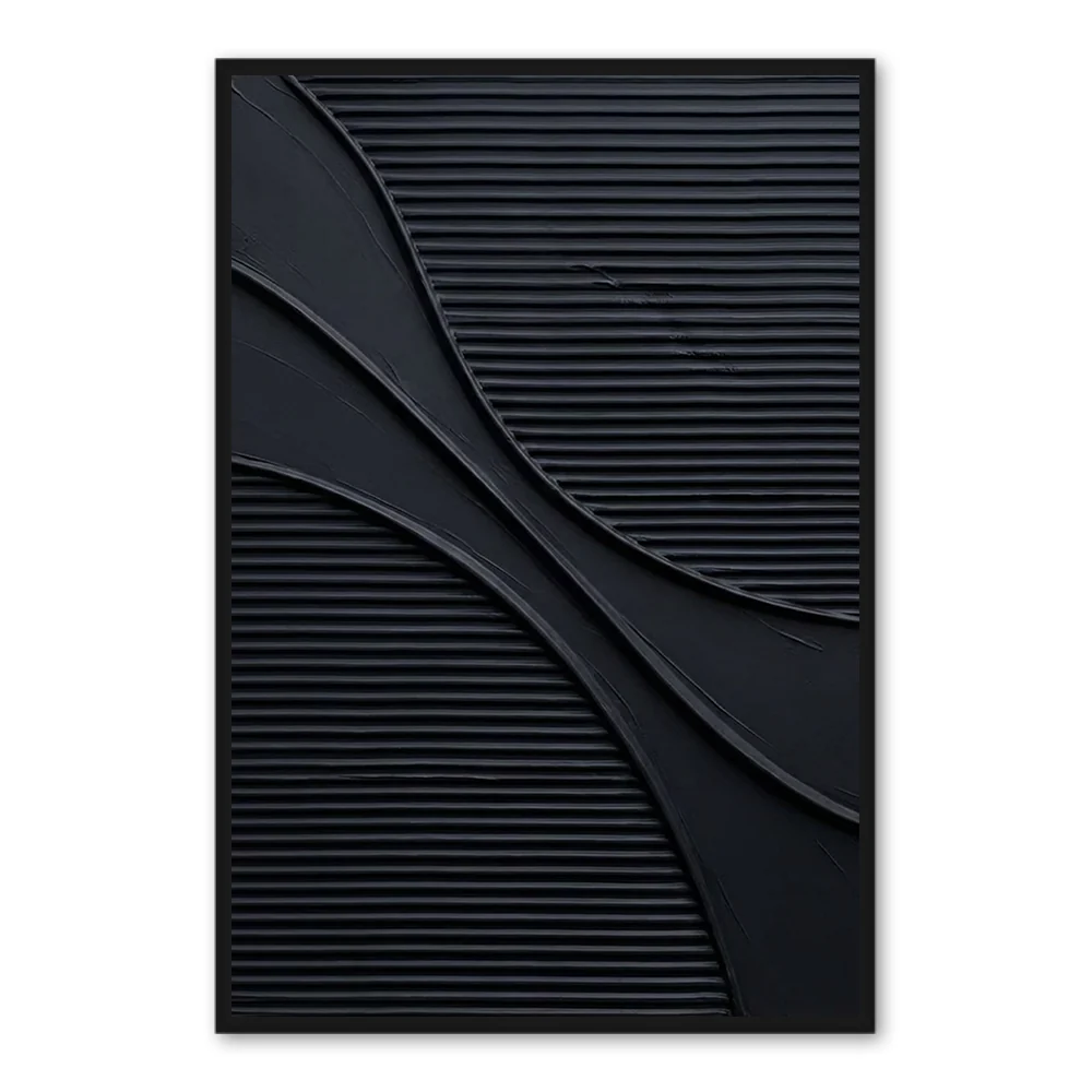Texture Noire Fluide Art Mural Fait Main par Arrtr - 20" x 24 — Décoration murale