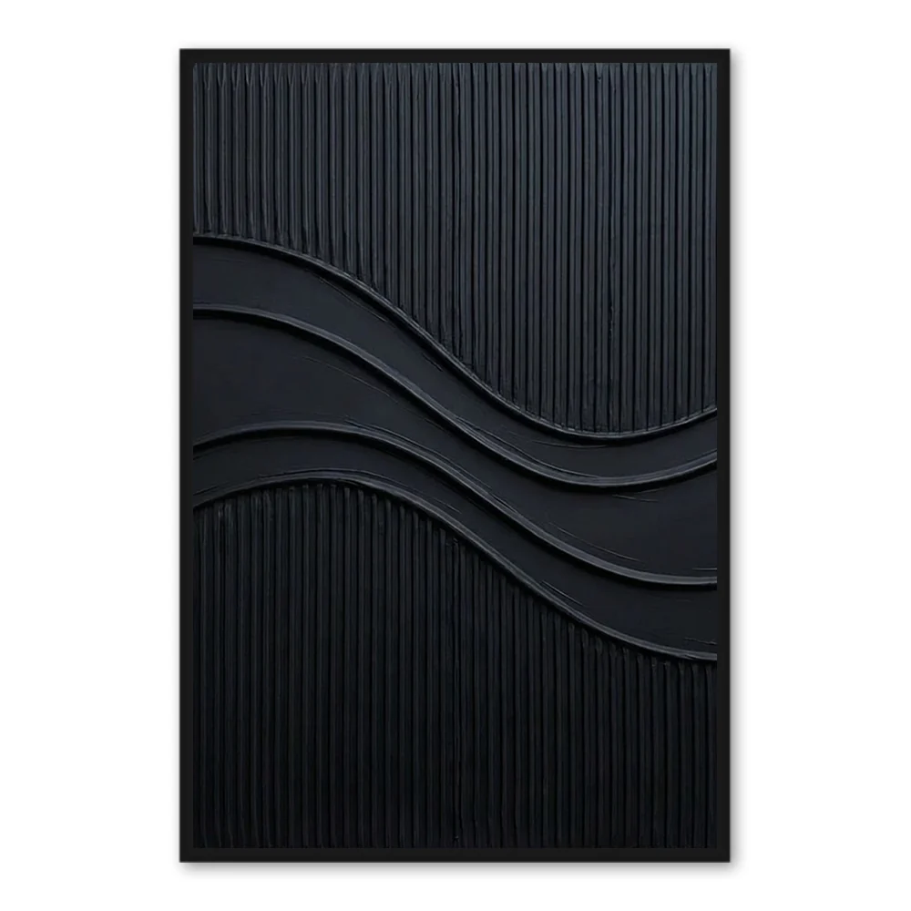 Texture Vague Noire - Art mural abstrait minimaliste fait à la main - 20" x 24 — Décoration murale