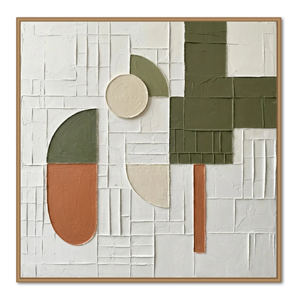 Panneau d'Art Abstrait Géométrique avec Cadre Noir - 24''x 24 — Décoration murale