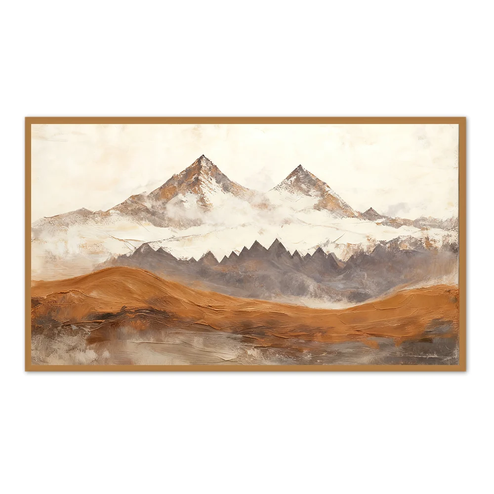 Mountain Landscape Painting – Textured Contemporary Style Handcrafted Painting artwall - Black Frame / 48''x 24''/ 122 x 61 CM — Wall Decor