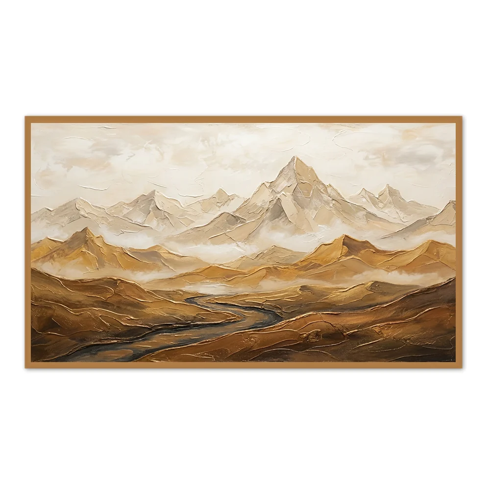 Peinture de paysage de la vallée de la montagne - Art fait main texturé — Décoration murale