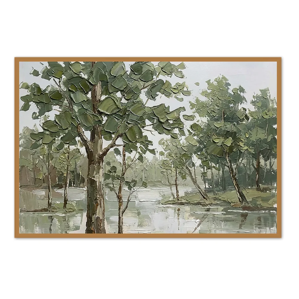 Peinture de paysage forestier - Style impressionniste au couteau à palette — Décoration murale