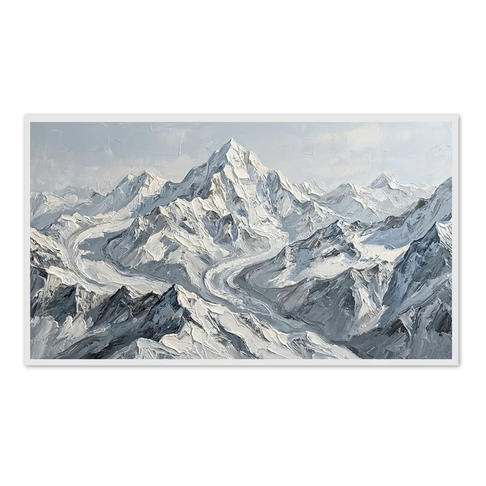 Rivières Gelées du Sommet – Œuvre d'Art Impressionniste de Montagne