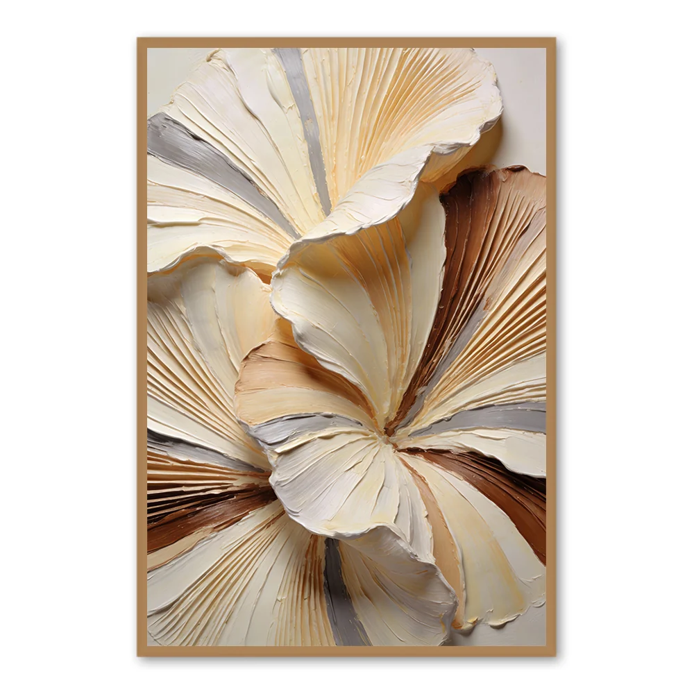 Abstraction Golden Bloom Peinture à l'huile Florale Texturée Artisanale — Décoration murale