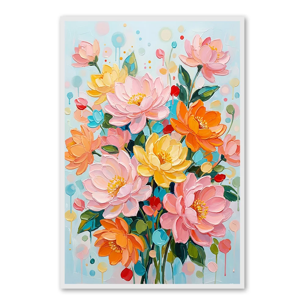 Garden Melody Bloom | Peinture abstraite florale contemporaine — Décoration murale