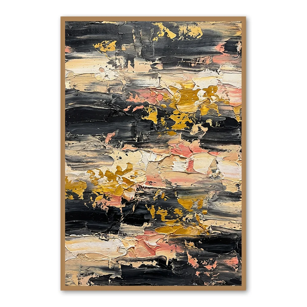 Gilded Tides Peinture à l'huile texturée abstraite expressionniste — Décoration murale