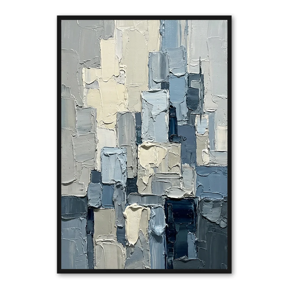 Géométrie Silencieuse - Peinture Huile Abstraite Texturée Contemporaine — Décoration murale