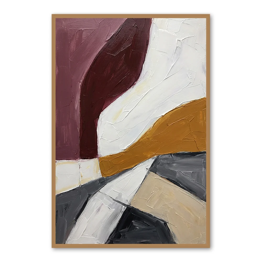 Earth Flow Balance | Modern Abstract Color Block Style Hand-Painted Oil Painting Wall Art - Black Frame / 20"x 24"/ 51 x 61 CM — Wall Decor
