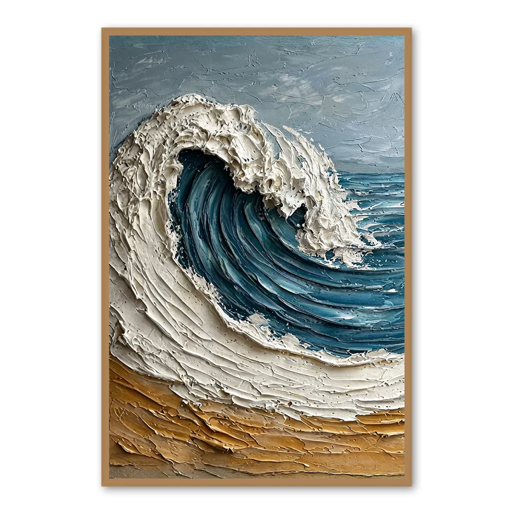 Rising Ocean Force | Art mural moderne de paysage marin peint à la main — Décoration murale