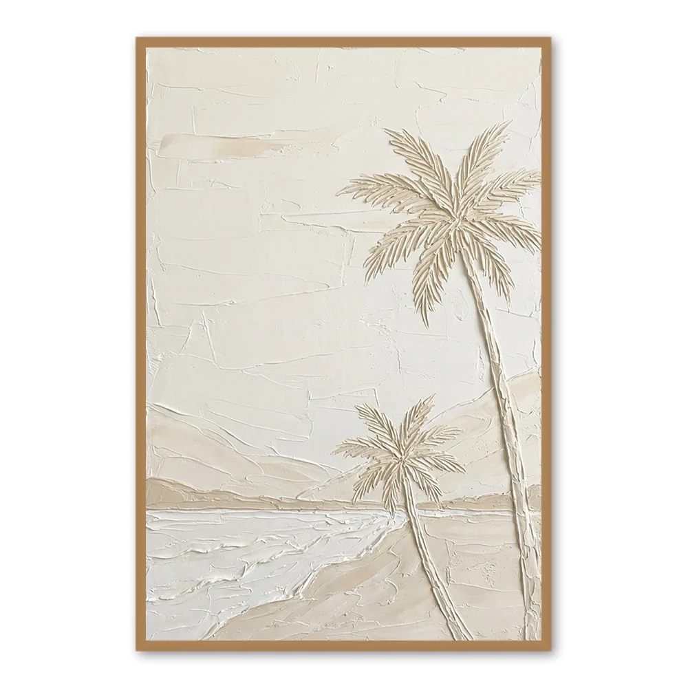 Peinture à l'huile à la main Coastal Palm Whisper — Décoration murale