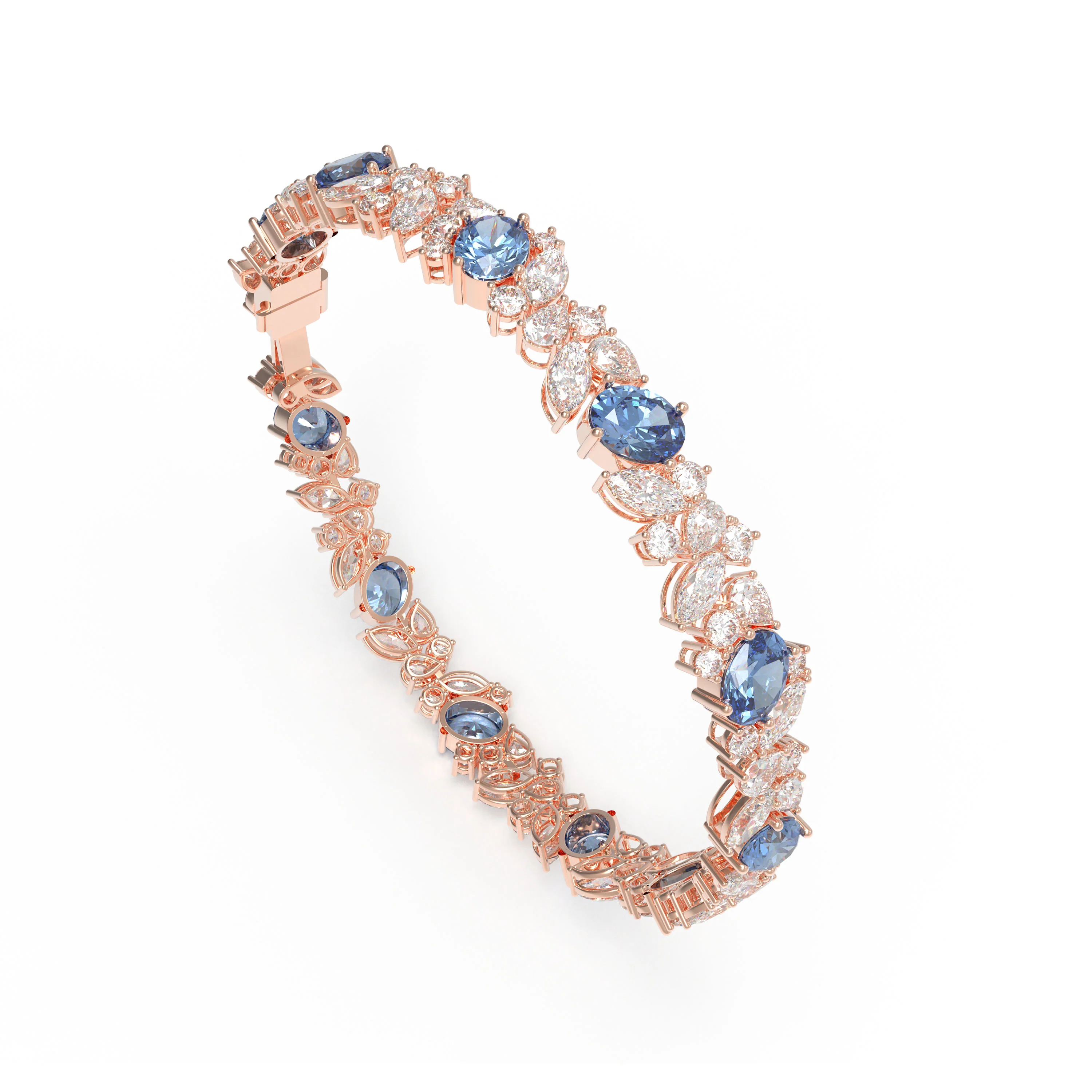 Bracelet en saphir et diamant cultivé en laboratoire en or rose par Ophelia Eternity — Bracelet Femme