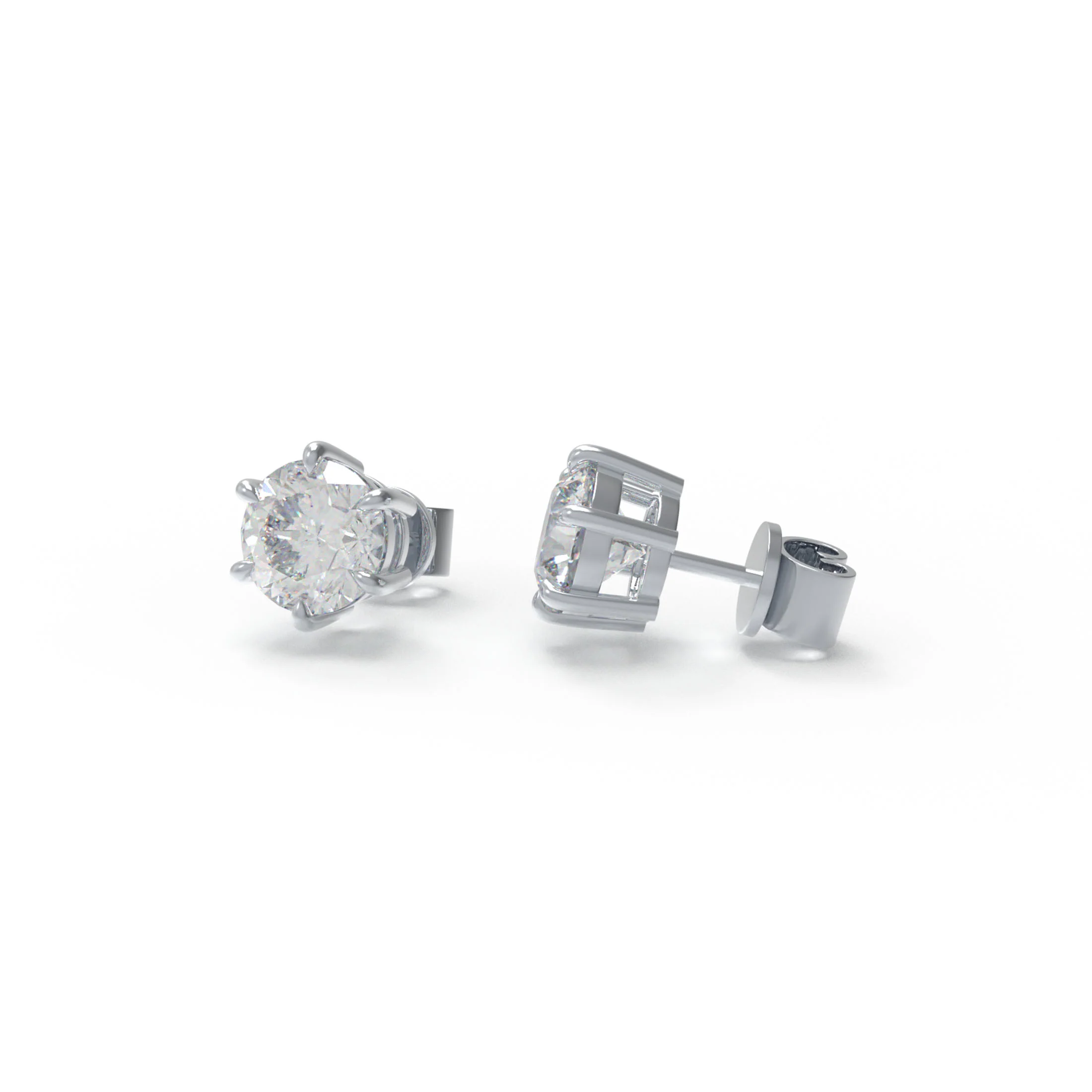 Lab - Grown Diamond Stud Earrings, 0.5CT/1CT Each, 9K/14K/18K Gold (White/Rose/Yellow) & Platinum, Ideal for Daily Wear, - 9K White Gold / 0.5CT Each — Stud Ear