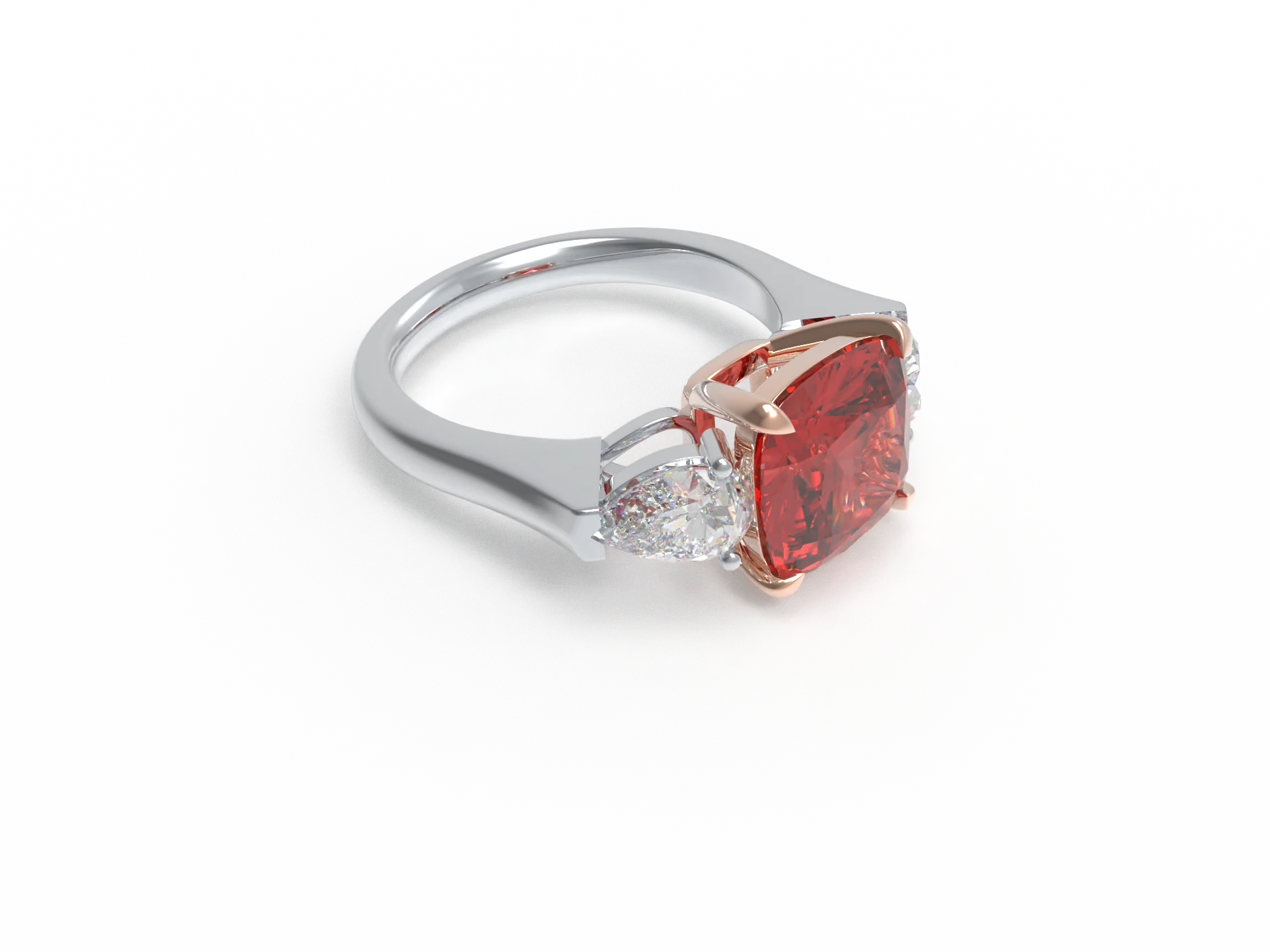 Bague artisanale à trois pierres avec diamant Paraiba cultivé en laboratoire — Anneaux empilables