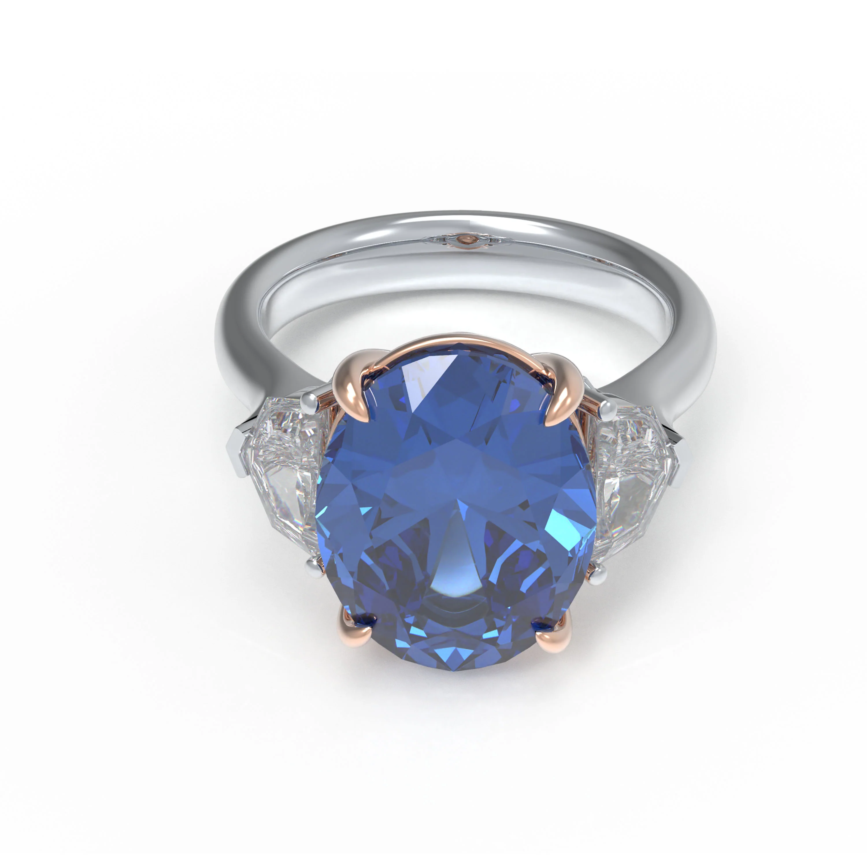 Bague en Diamant Artisanale avec Diamant Bleu Cultivé en Or Blanc