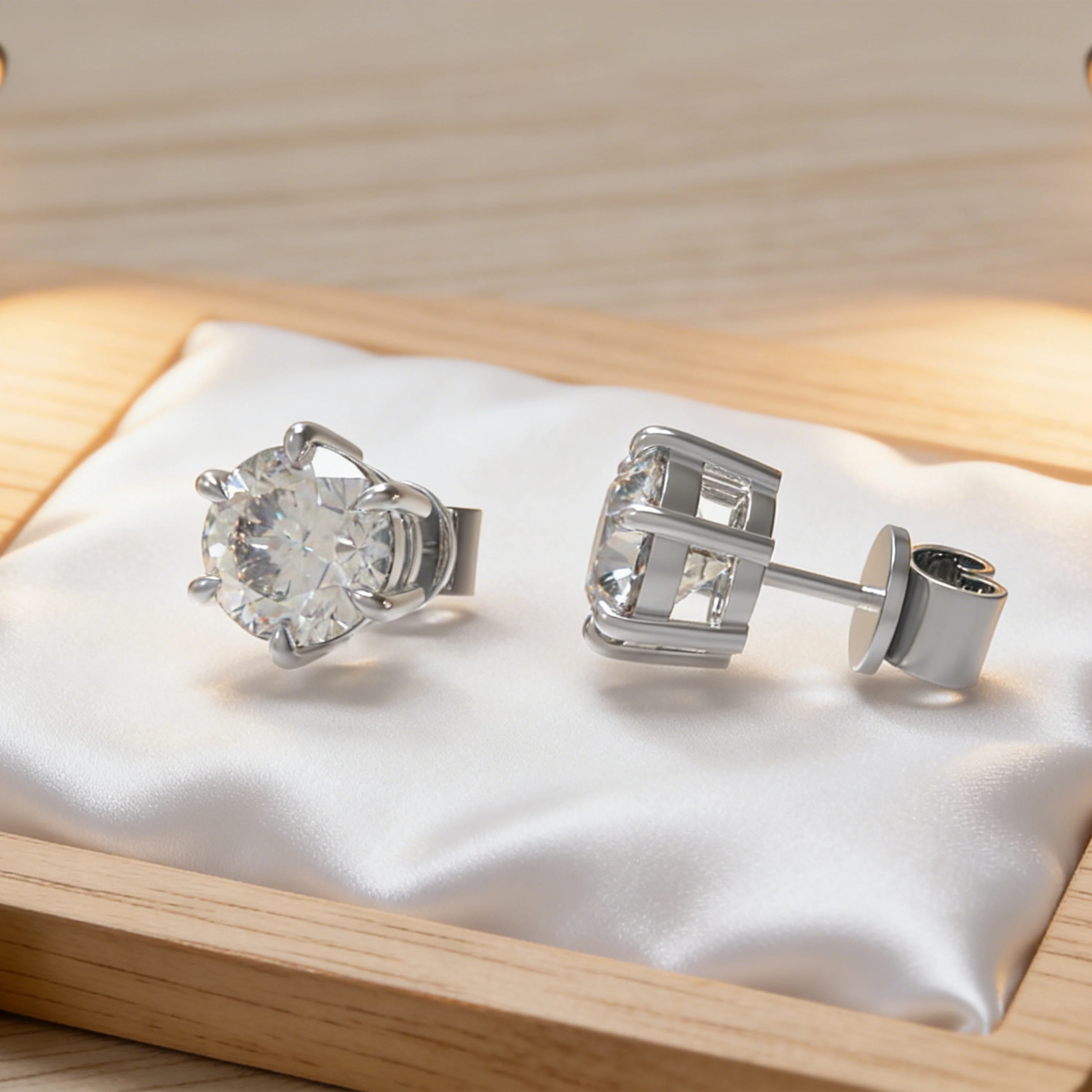 Boucles d'oreilles en moissanite en argent sterling 925, 1CT chacune — Boucles D'oreilles