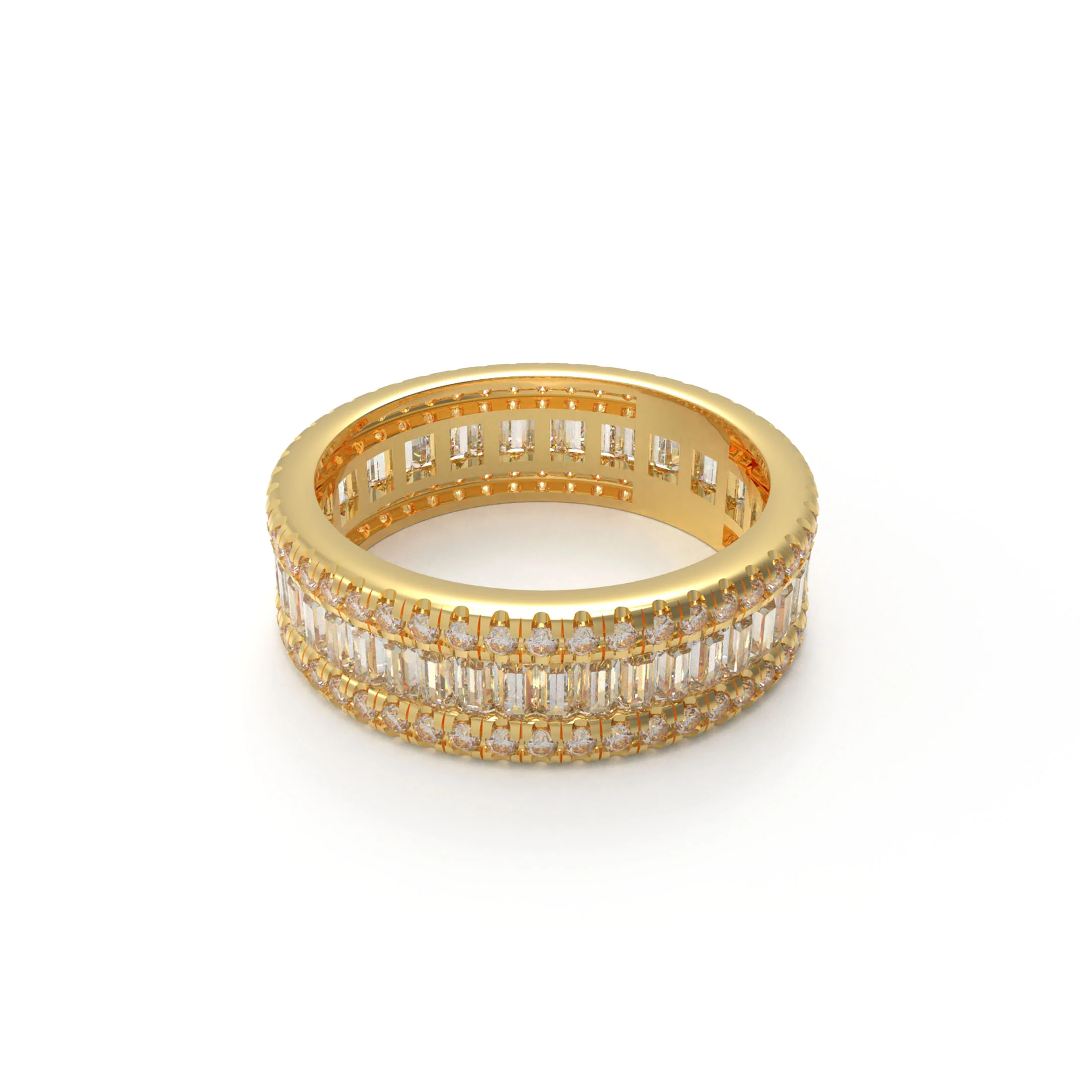 10K/14K/18K Yellow Gold 1CT Round & 2CT Eternity Ring with Fancy Cut Lab Grown Diamonds (D-E Color, VVS1-VVS2 - Yellow Gold / 10K Rose Gold / 6 — Stackable Ring