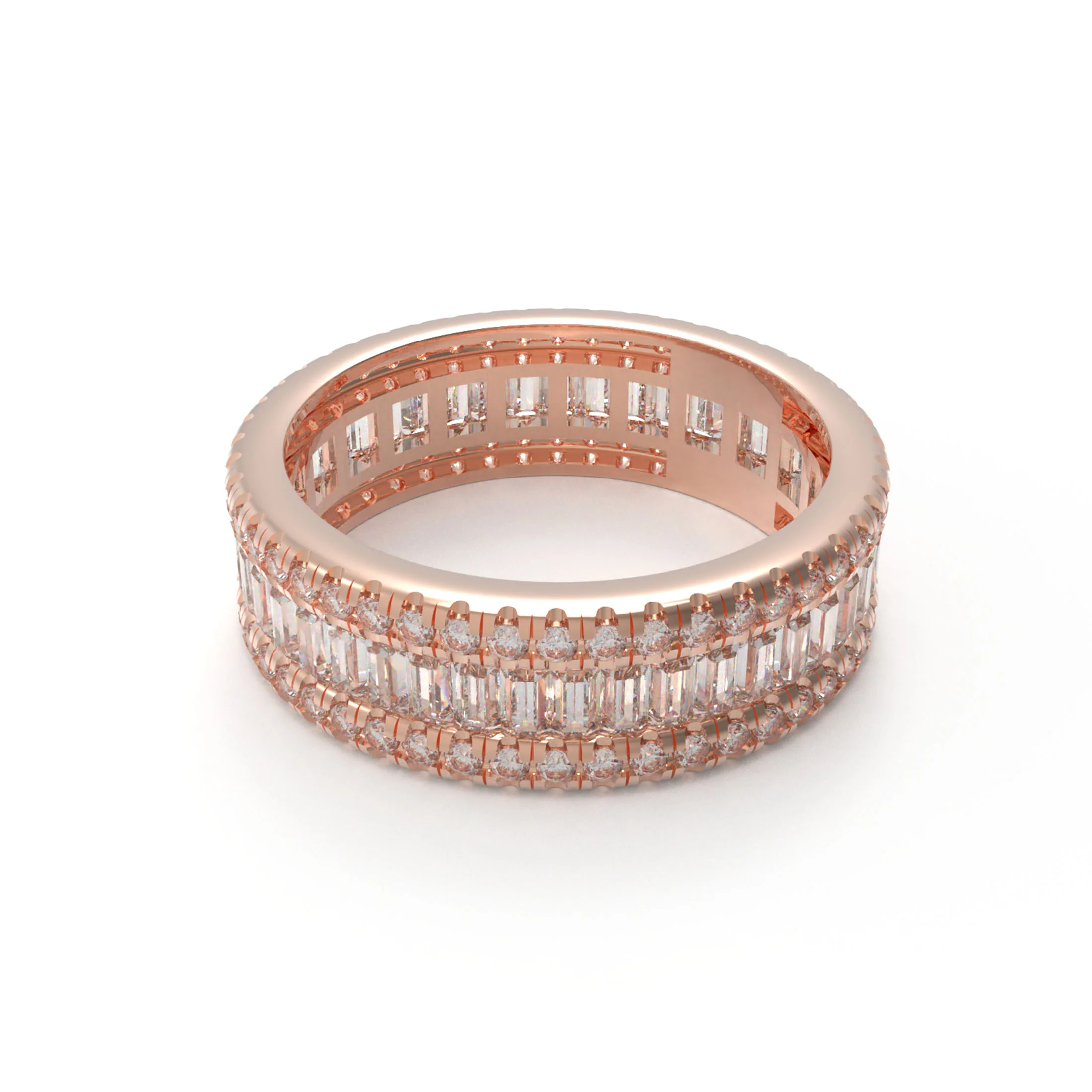 10K/14K/18K Rose Gold 1CT Round & 2CT Eternity Ring with Fancy Cut Lab Grown Diamonds (D-E Color, VVS1-VVS2 Clarity) - Rose gold / 10K Rose Gold / 6 — Stackable