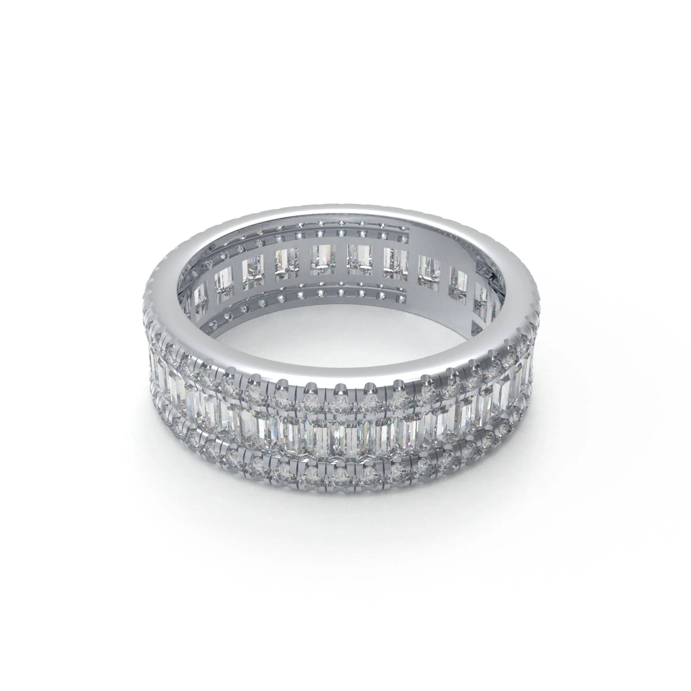 10K/14K/18K White Gold Or Platinum 1CT Round & 2CT Eternity Ring with Fancy Cut Lab Grown Diamonds (D-E Color, - White Gold / 10K Rose Gold / 6 — Stackable Ring