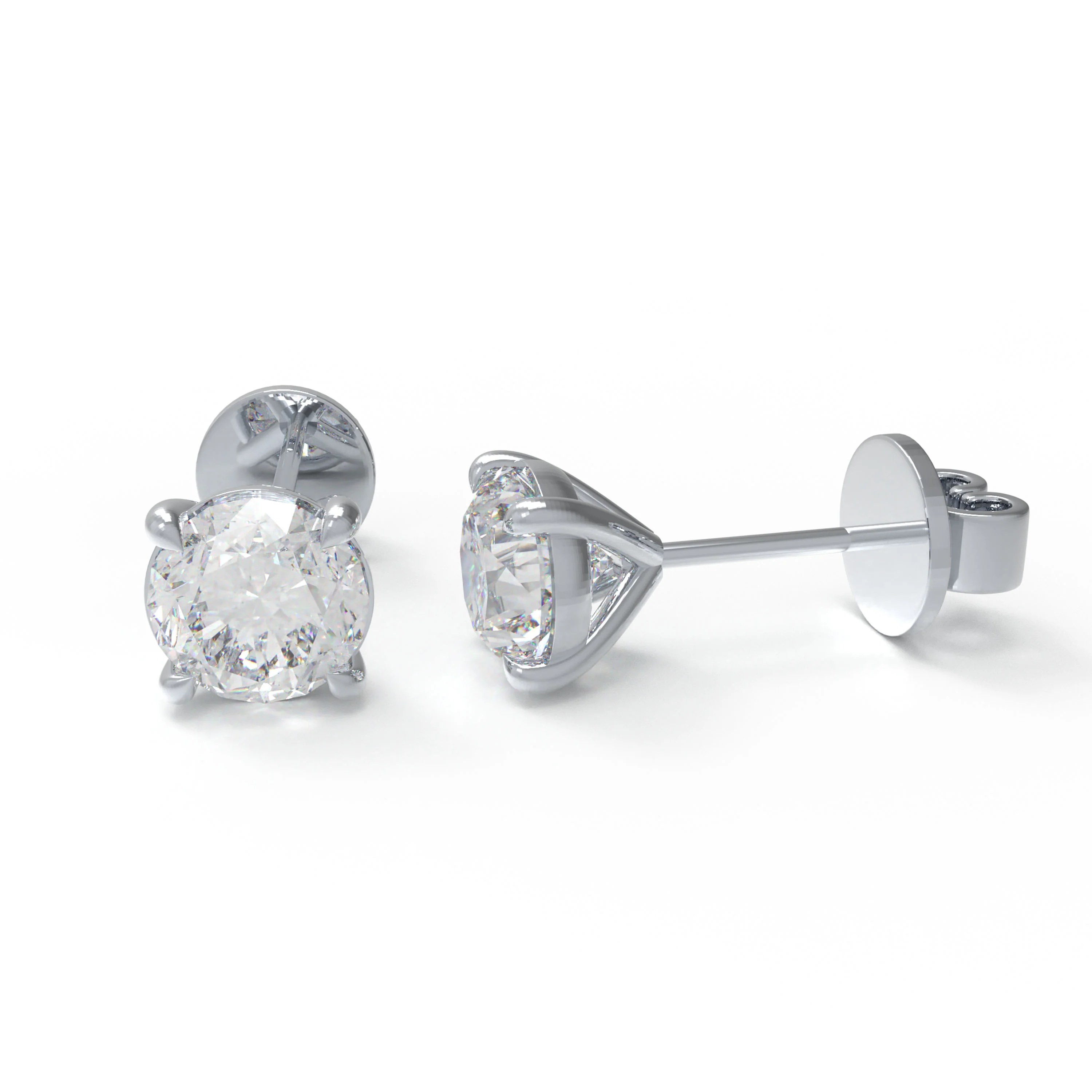 Boucles d'oreilles en diamant cultivé en laboratoire pour femmes, 0.5ct/1ct en or blanc