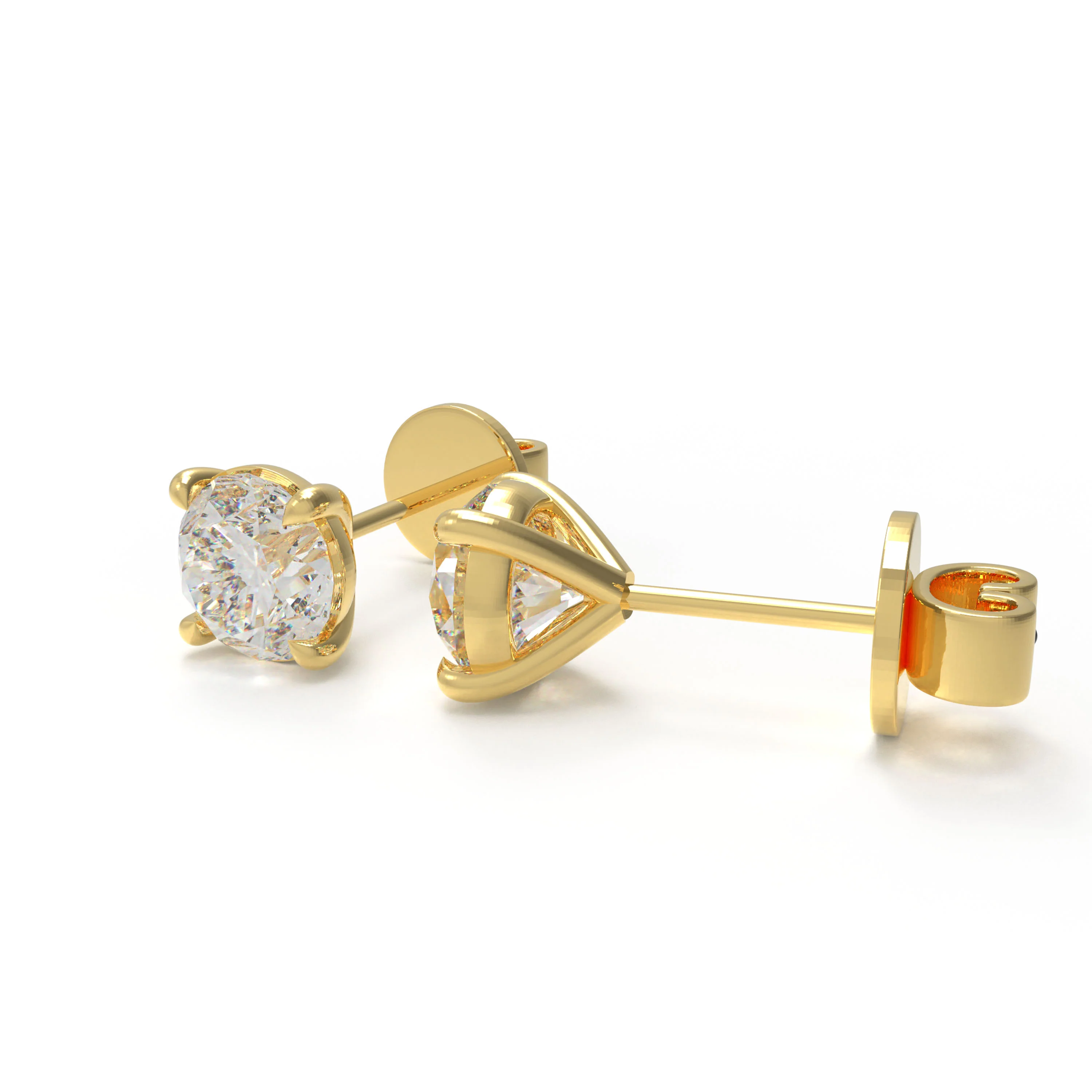 Boucles d'oreilles en diamant de laboratoire pour femmes - 0,5ct/1ct en or jaune — Boucles D'oreilles
