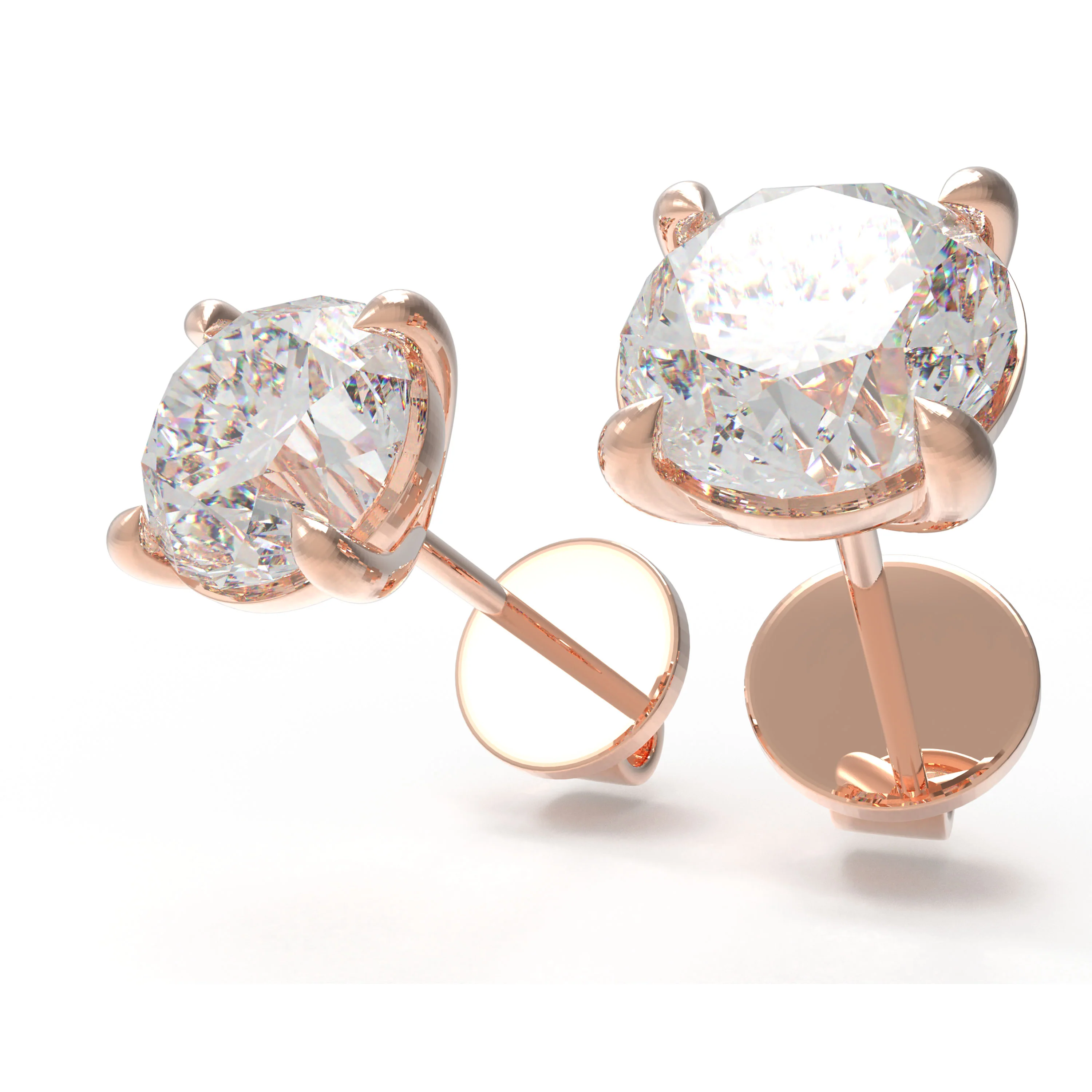 Boucles d'oreilles en diamant cultivé en laboratoire pour femmes en or rose