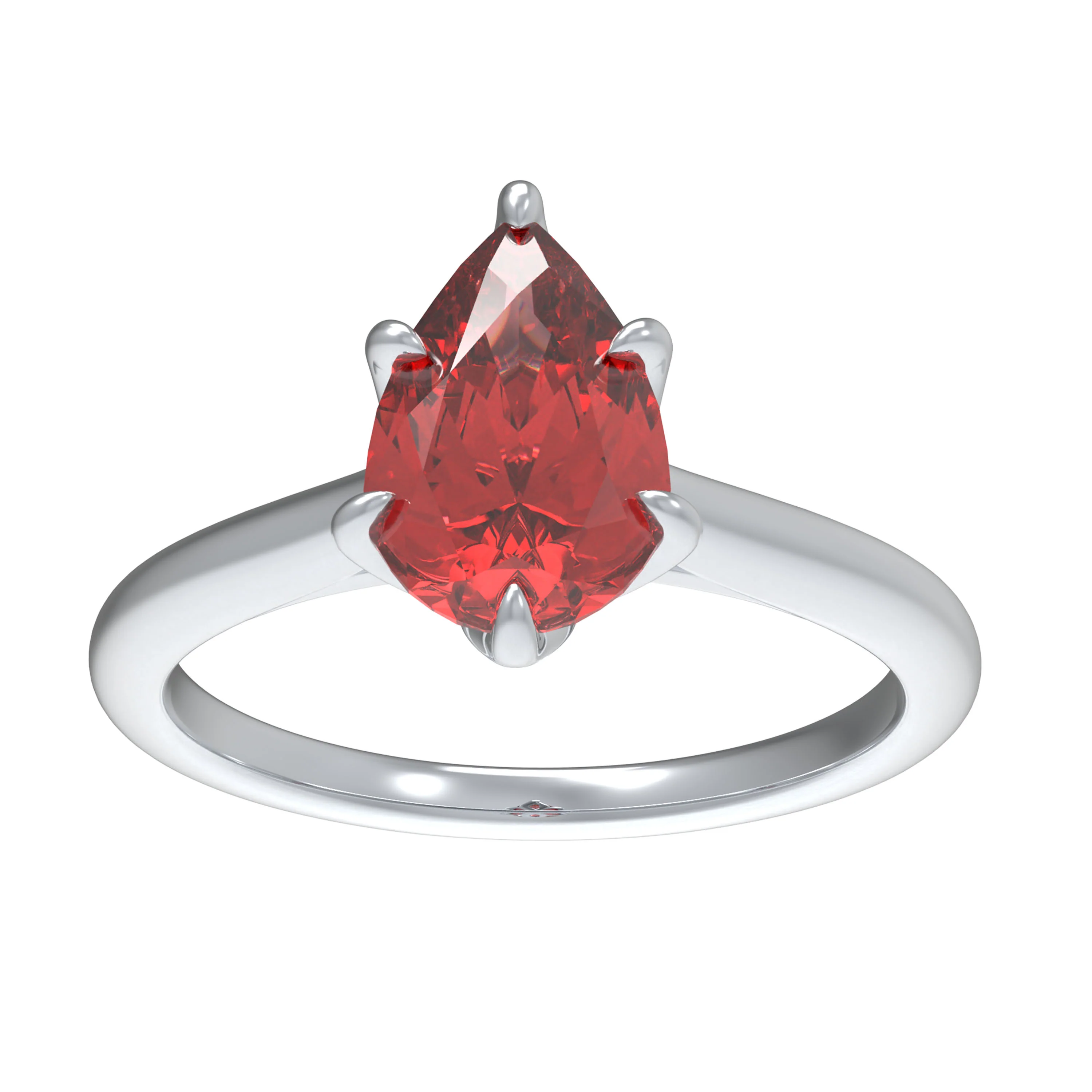 Bague en Rubis de 2ct en Or Blanc 10K/14K & Platine 950 — Bijoux de mariage