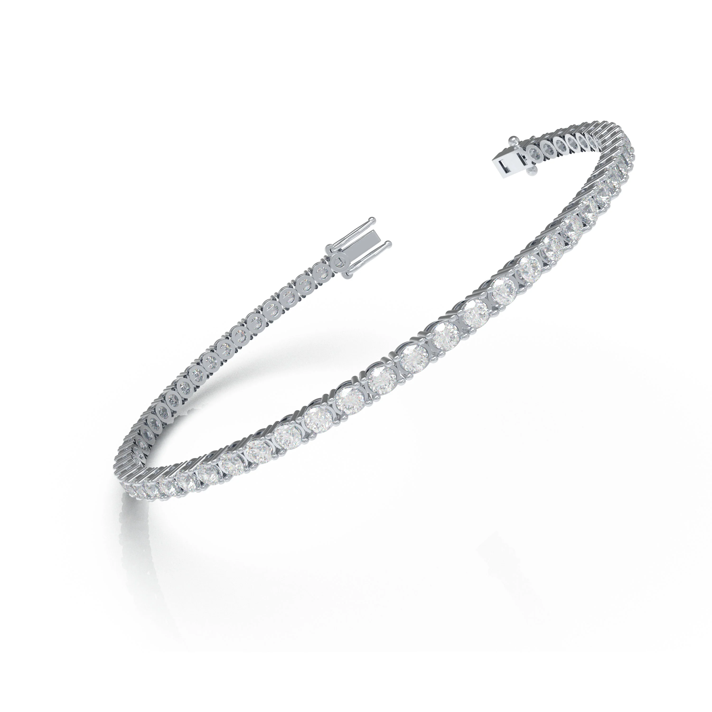 Handmade 6ct/8ct/10ct Lab-Grown Diamond Tennis Bracelet - 10K/14K White Gold & Platinum, 4-Prong, D-VS2/SI1, Free Engraving - 10K White Gold / 6ct / 6 — Bracele