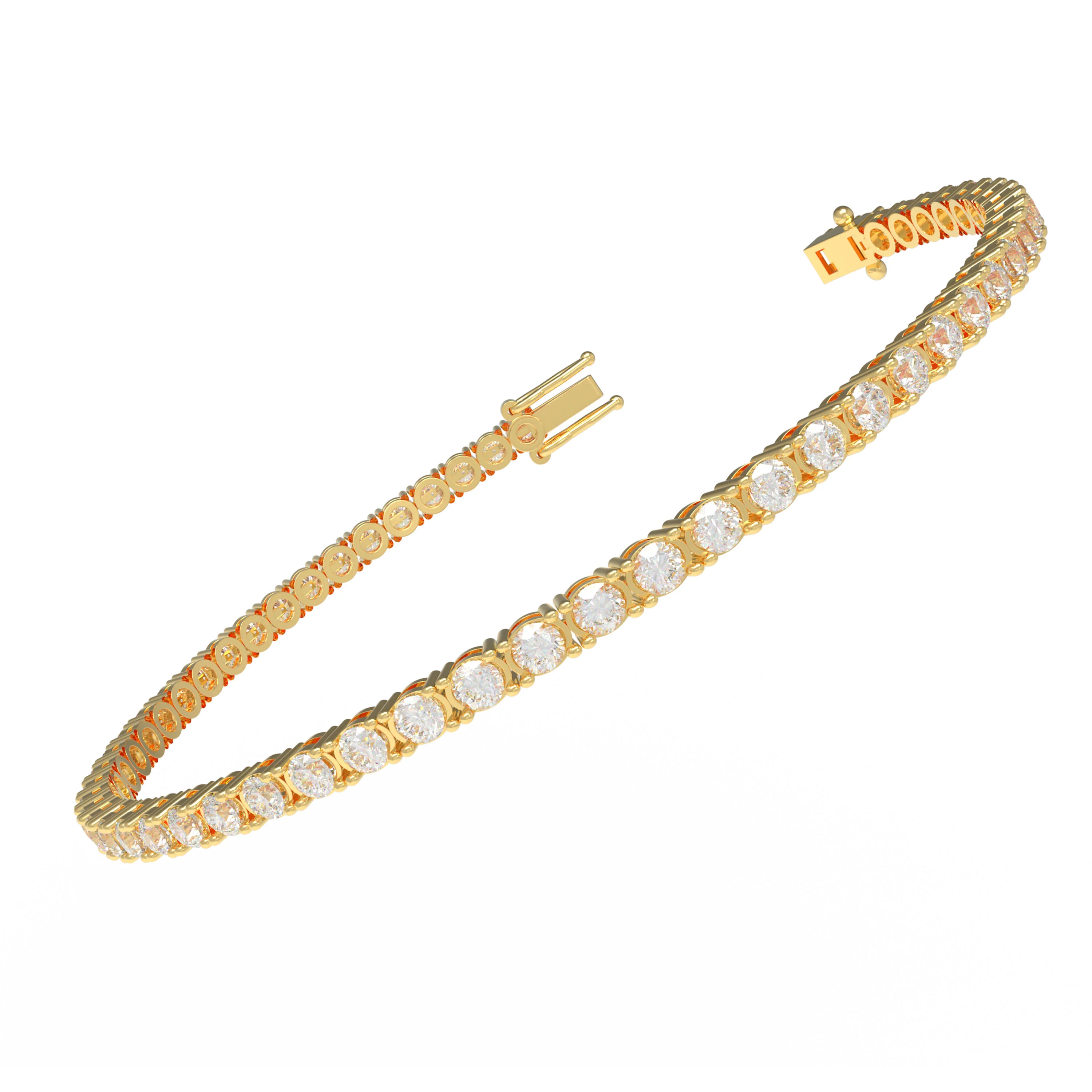 Handmade 6ct/8ct/10ct Lab-Grown Diamond Tennis Bracelet - 10K/14K Yellow Gold, 4-Prong, D-VS2/SI1, Free Engraving - 10K Yellow Gold / 6ct / 6