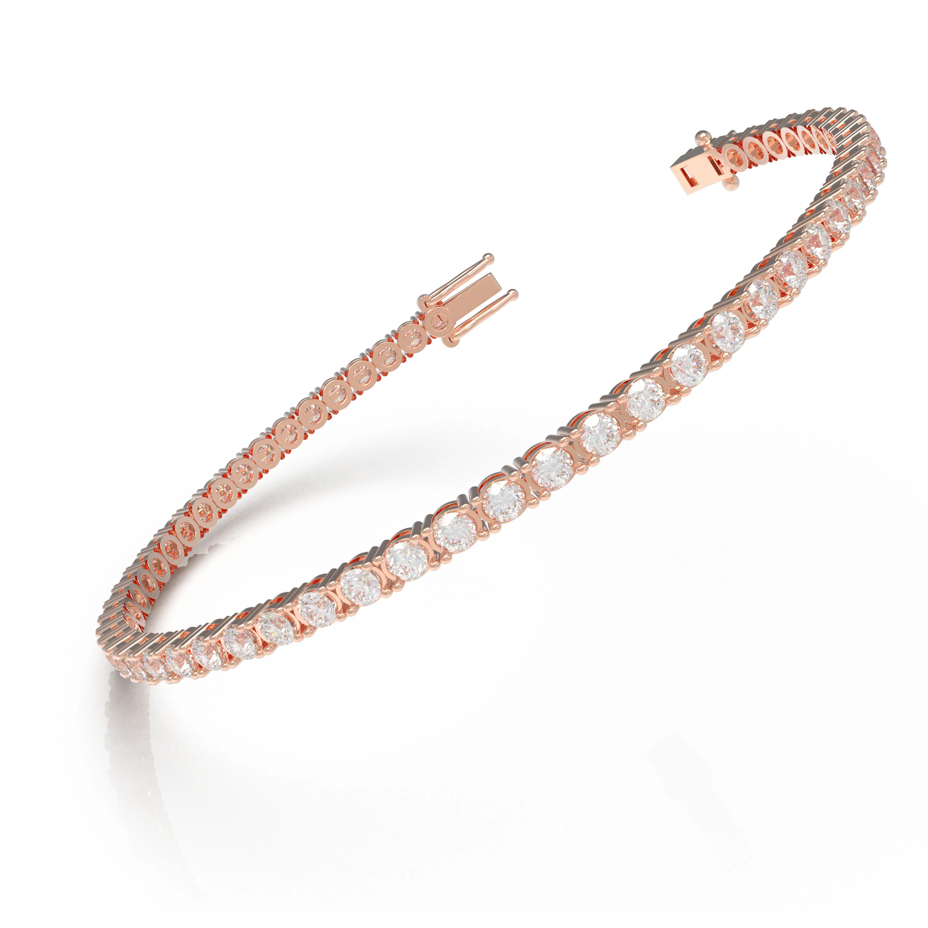 Handmade 6ct/8ct/10ct Lab-Grown Diamond Tennis Bracelet - 10K/14K Rose Gold, 4-Prong, D-VS2/SI1, Free Engraving - 10K Rose Gold / 6ct / 6