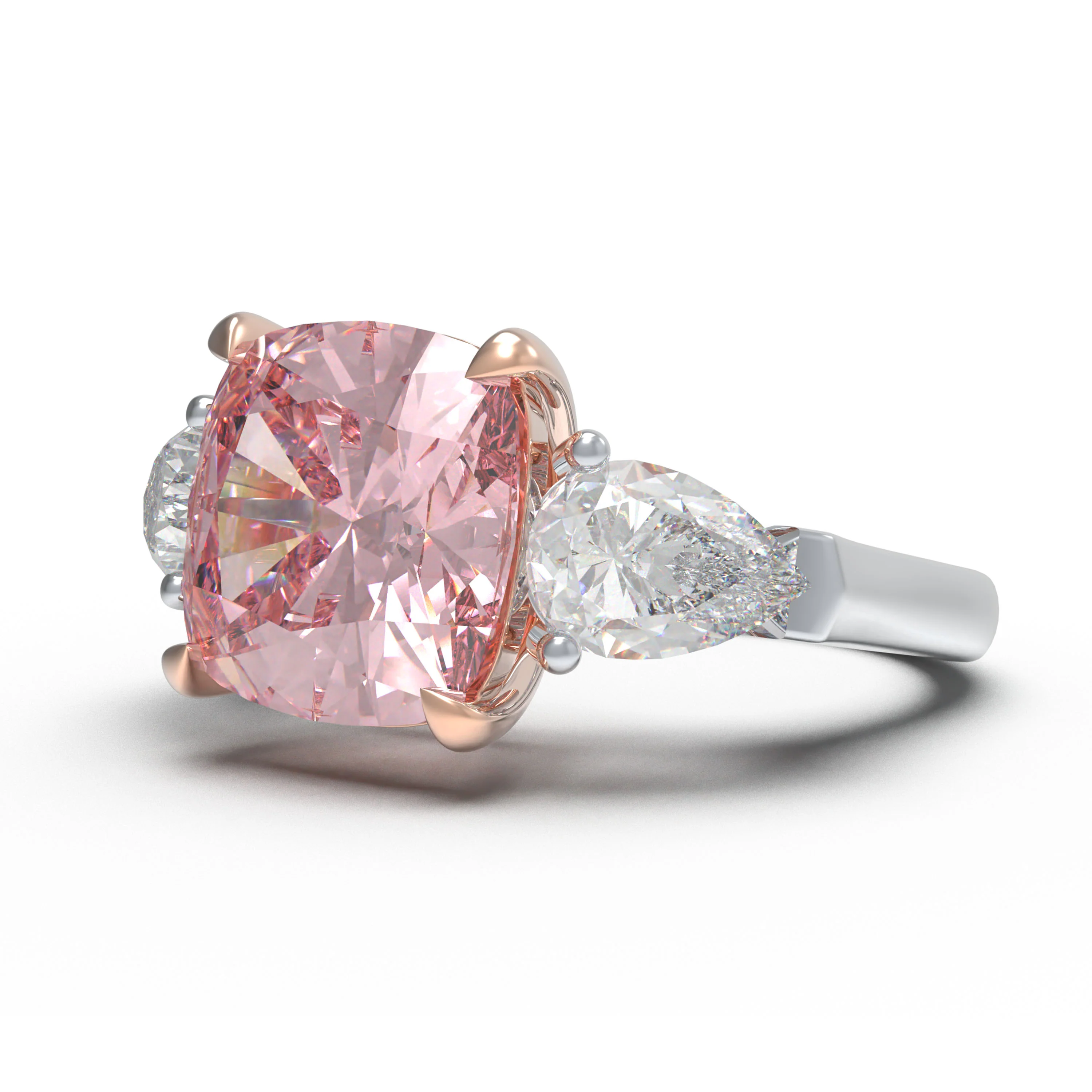 Bague de fiançailles en diamant rose coussin de 2 ct créée en laboratoire — Bagues de fiançailles
