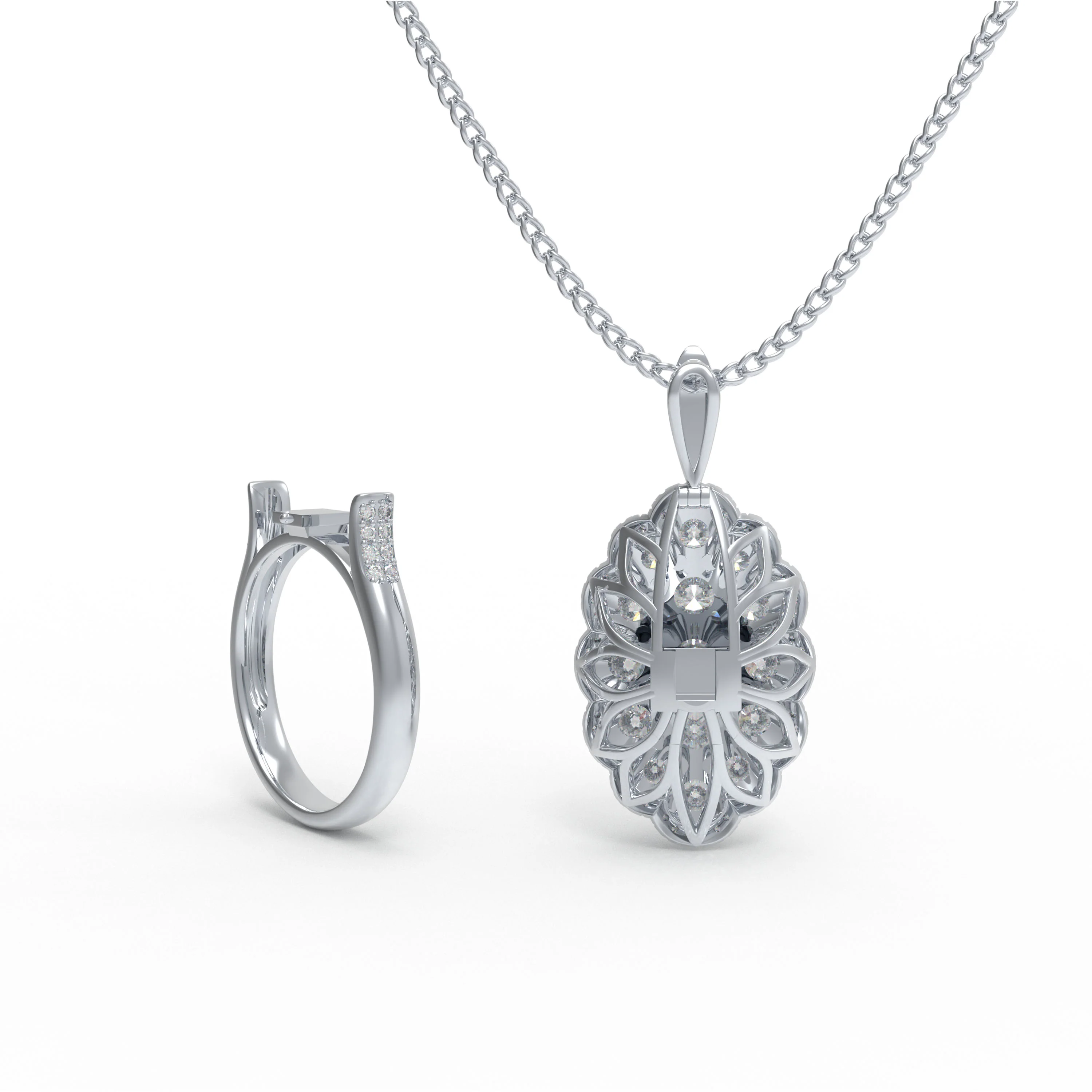 3CT Lab Diamond 2-in-1 Ring & Pendant Necklace, 10K/14K White Gold or 950 Platinum - 10K White Gold / 4