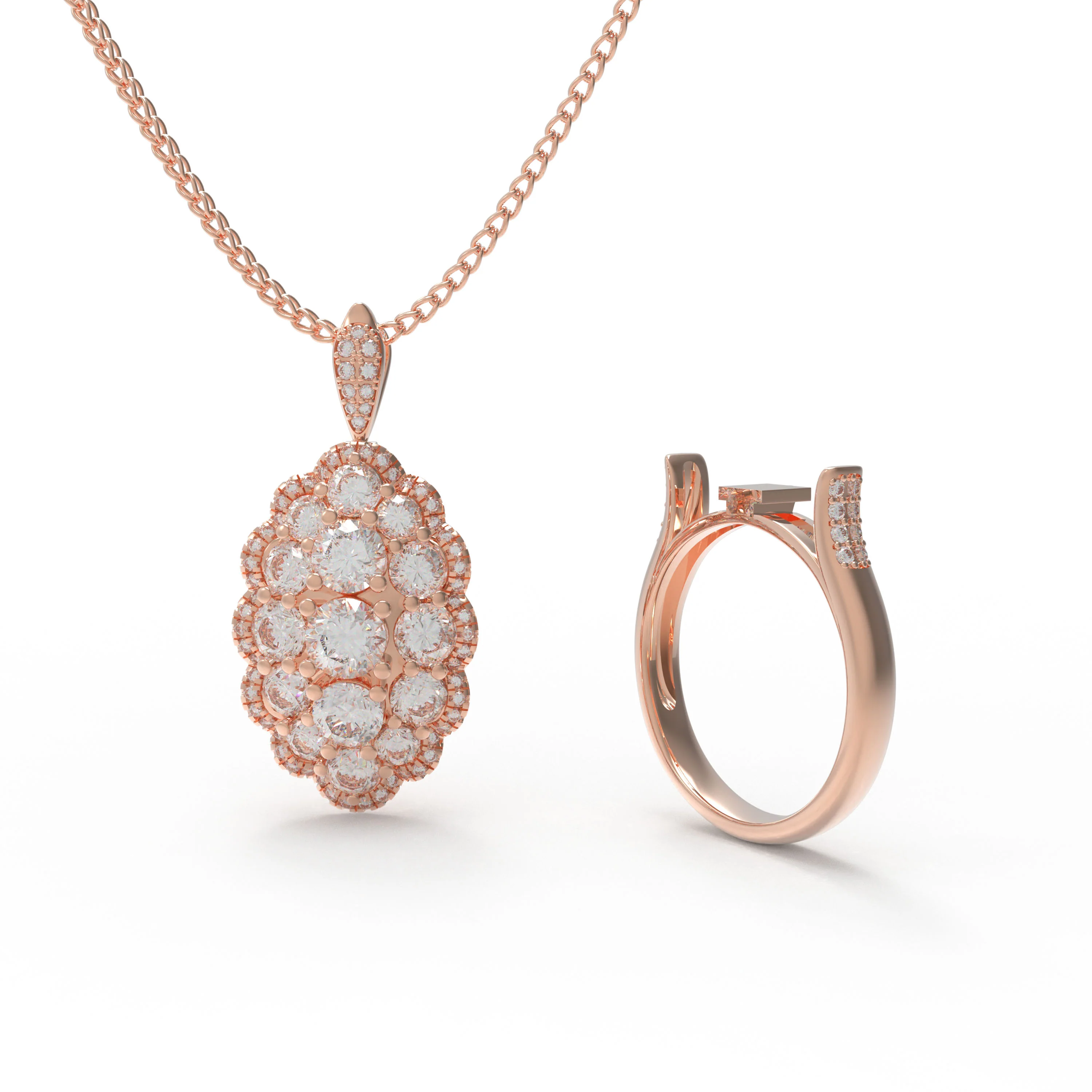 Bague et collier pendentif 2-en-1 en diamant de laboratoire de 3CT par Ophelia Eternity — Anneaux empilables