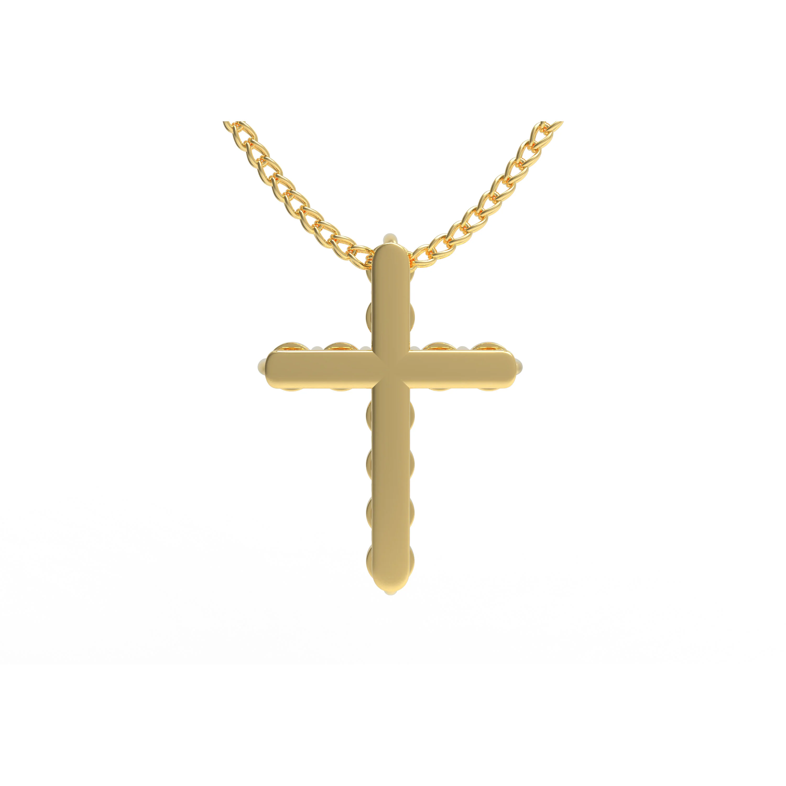 10K/14K Yellow Gold Cross Lucky Pendant Necklace with 0.7ct Lab Grown Diamonds, 11 Stones of 3mm Diameter, - 10K Yellow Gold / Lab-Grown Diamond — Pendant Neckl