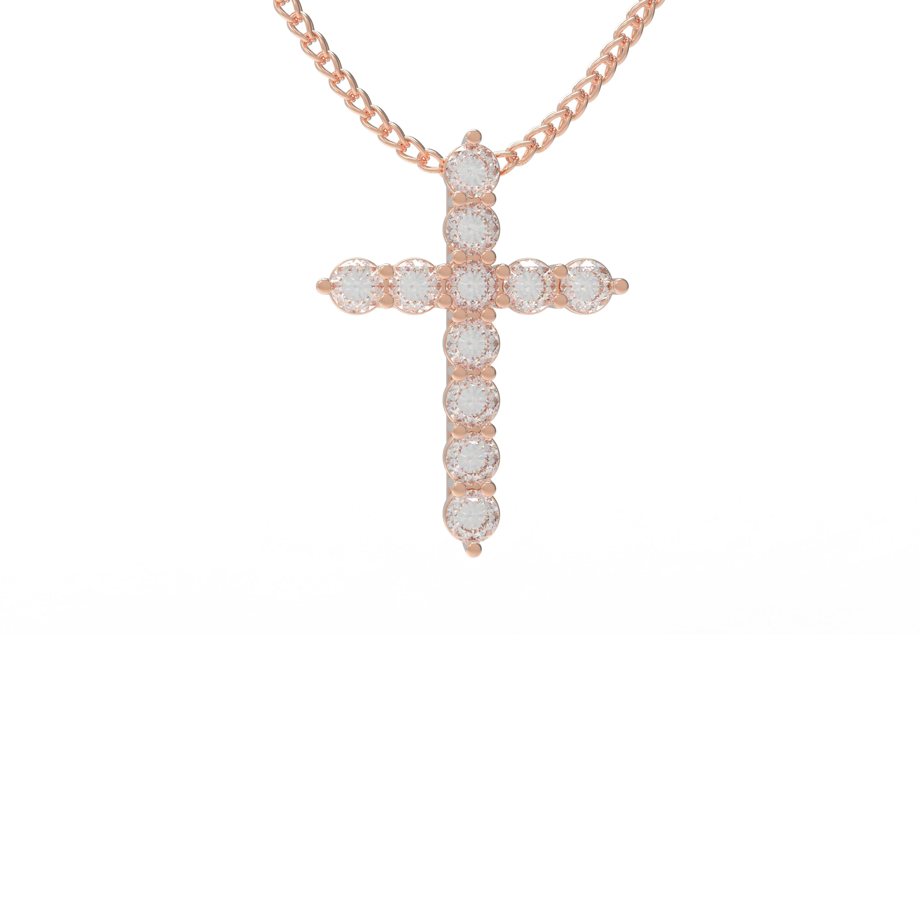 Collier Pendentif en Or Rose 10K/14K avec Diamants Créés en Laboratoire de 1ct — Collier pendentif