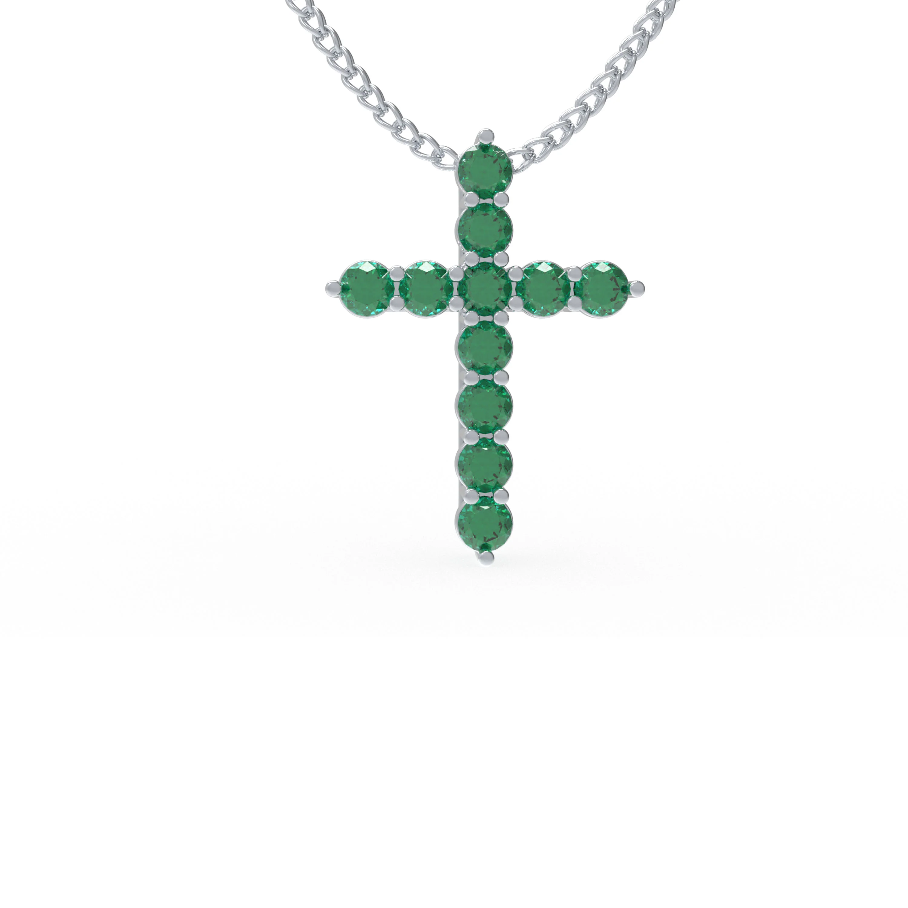 Collier Pendentif en Argent Sterling avec Émeraudes Créées en Laboratoire — Collier pendentif