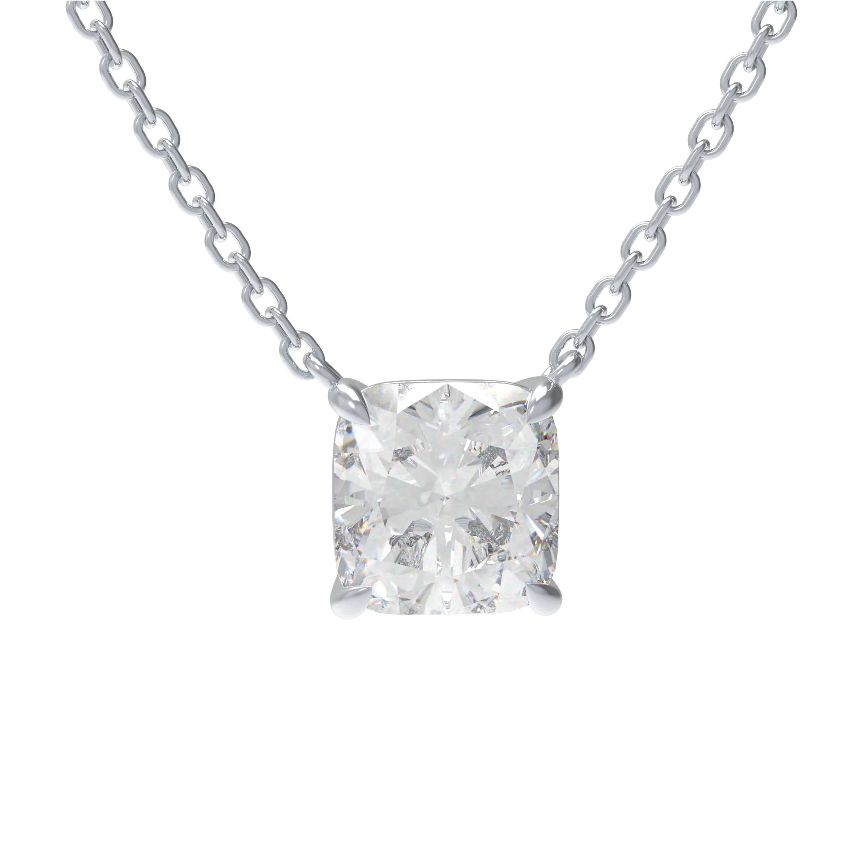 Collier Pendentif en Argent Sterling 925 avec Moissanite en Taille Coussin — Collier pendentif