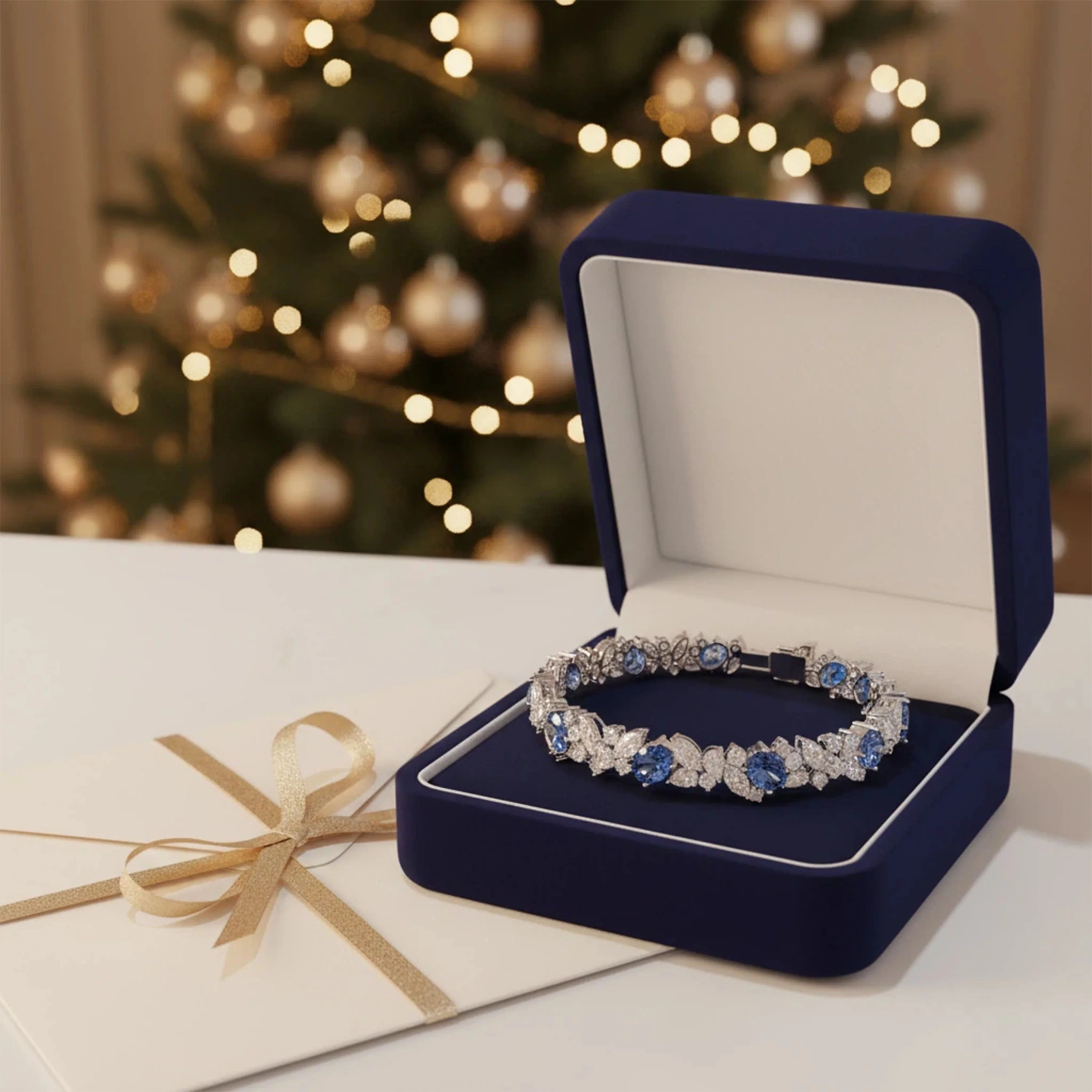 925 Sterling Silver Marquise Bracelet – 11 Lab-Created Marquise Sapphires & 33 Pear Moissanite, 10ct/12ct/15ct - Sterling silver / 10ct / 6 Inches — Bracelet Wo