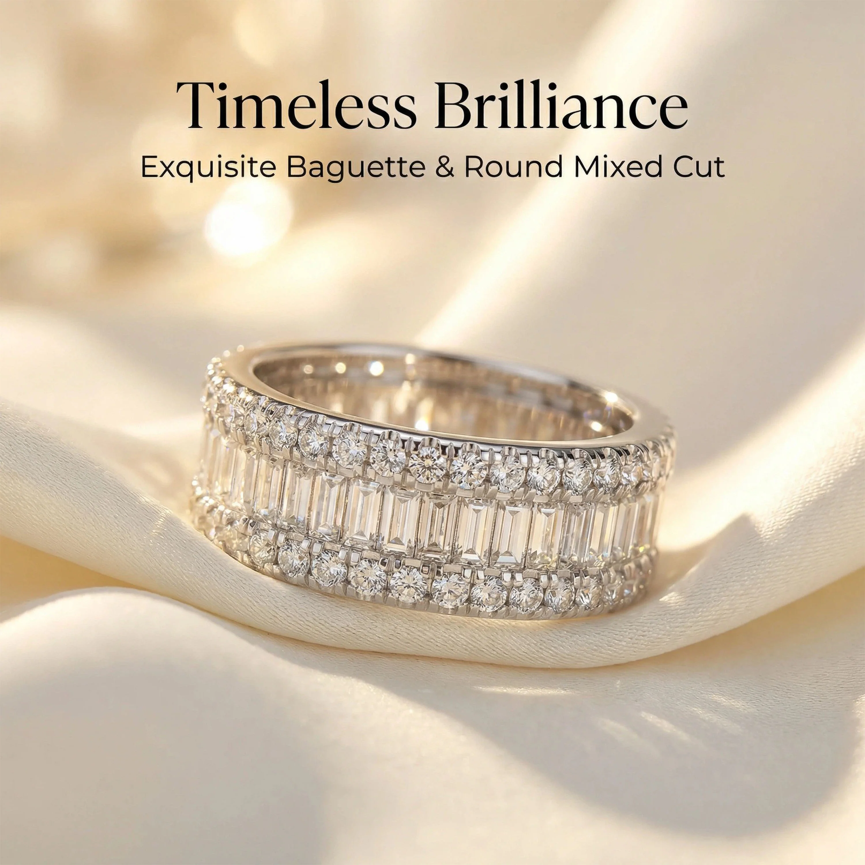 Bague Éternité en Argent 925 avec Moissanite pour Fiançailles — Bijoux de mariage