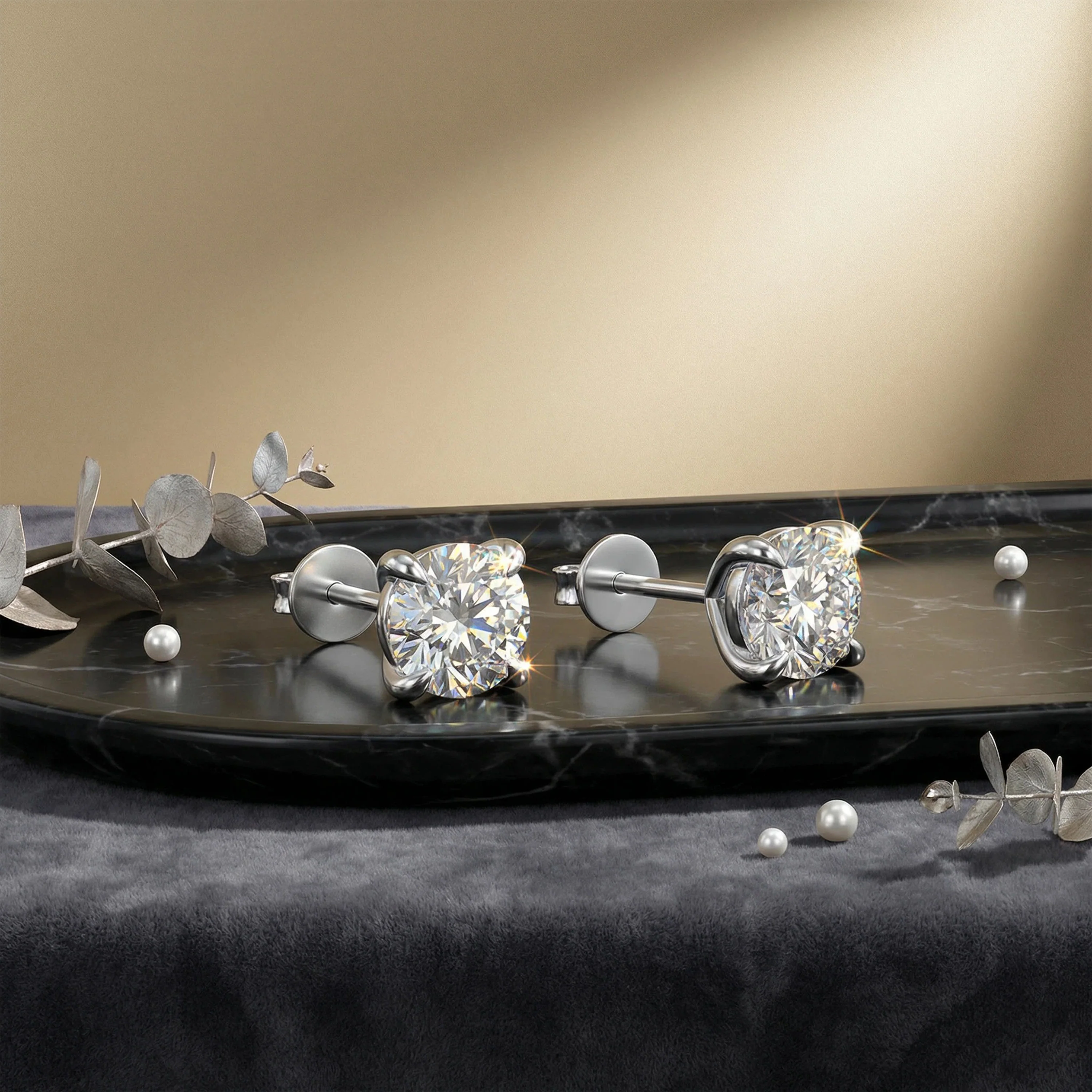 Boucles d'oreilles en argent sterling 925 avec pierres de moissanite de 0,5ct — Boucles D'oreilles