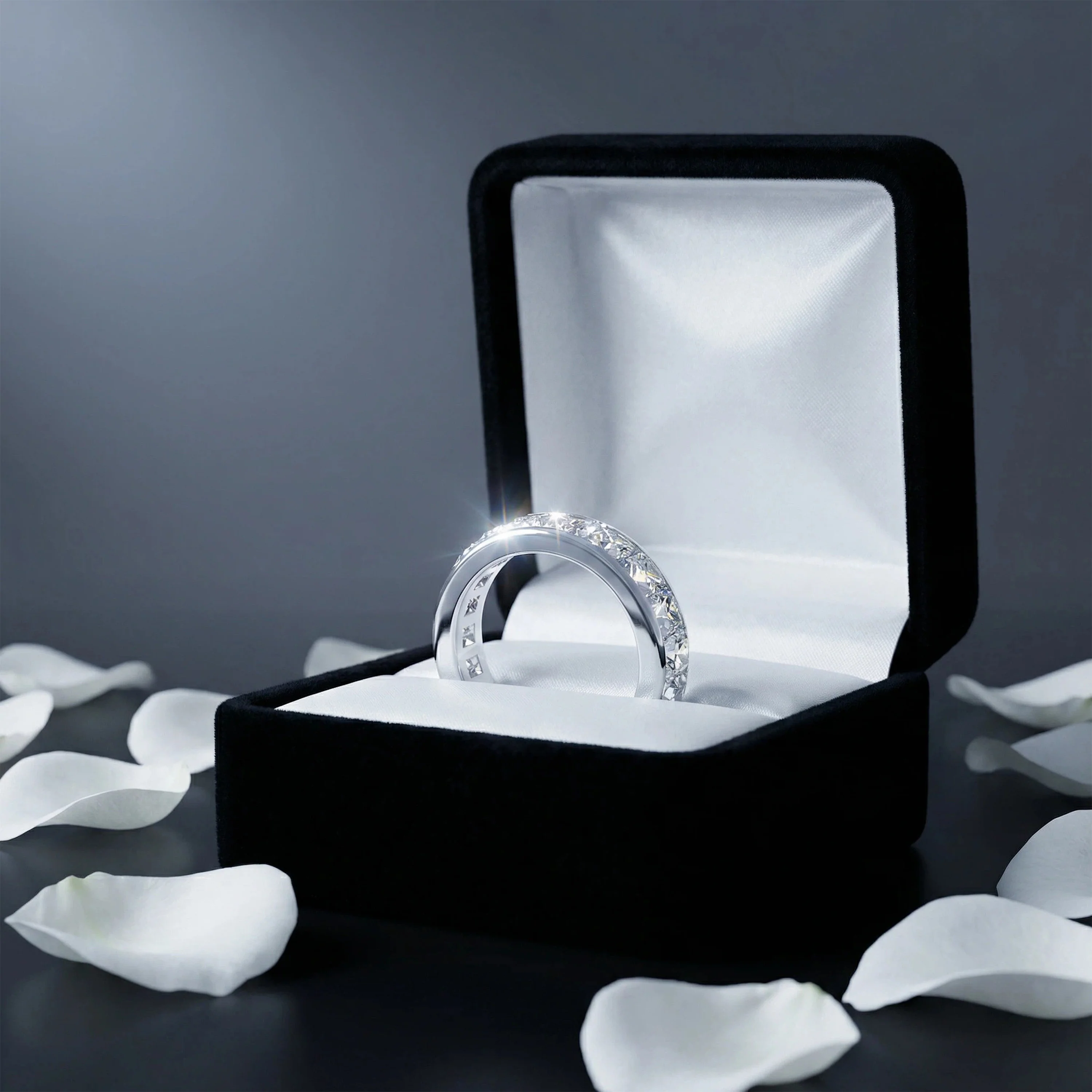 Bague Éternité Ophelia de 2 ct en Moissanite Carré en Argent Sterling — Anneaux empilables