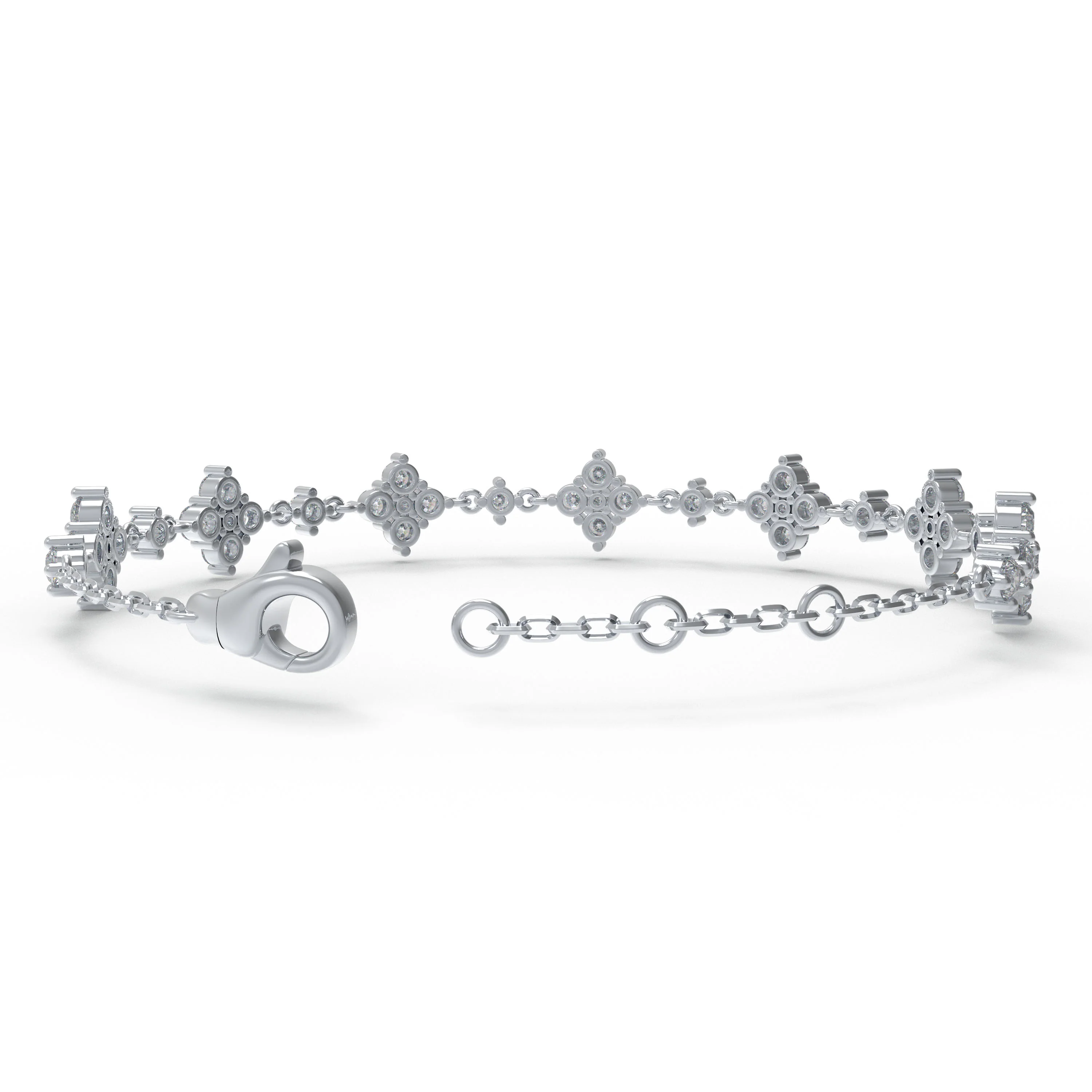 Bracelet Chanceux Trèfle à Quatre Feuilles – Argent Sterling 925 avec Moissanite — Bracelet Femme
