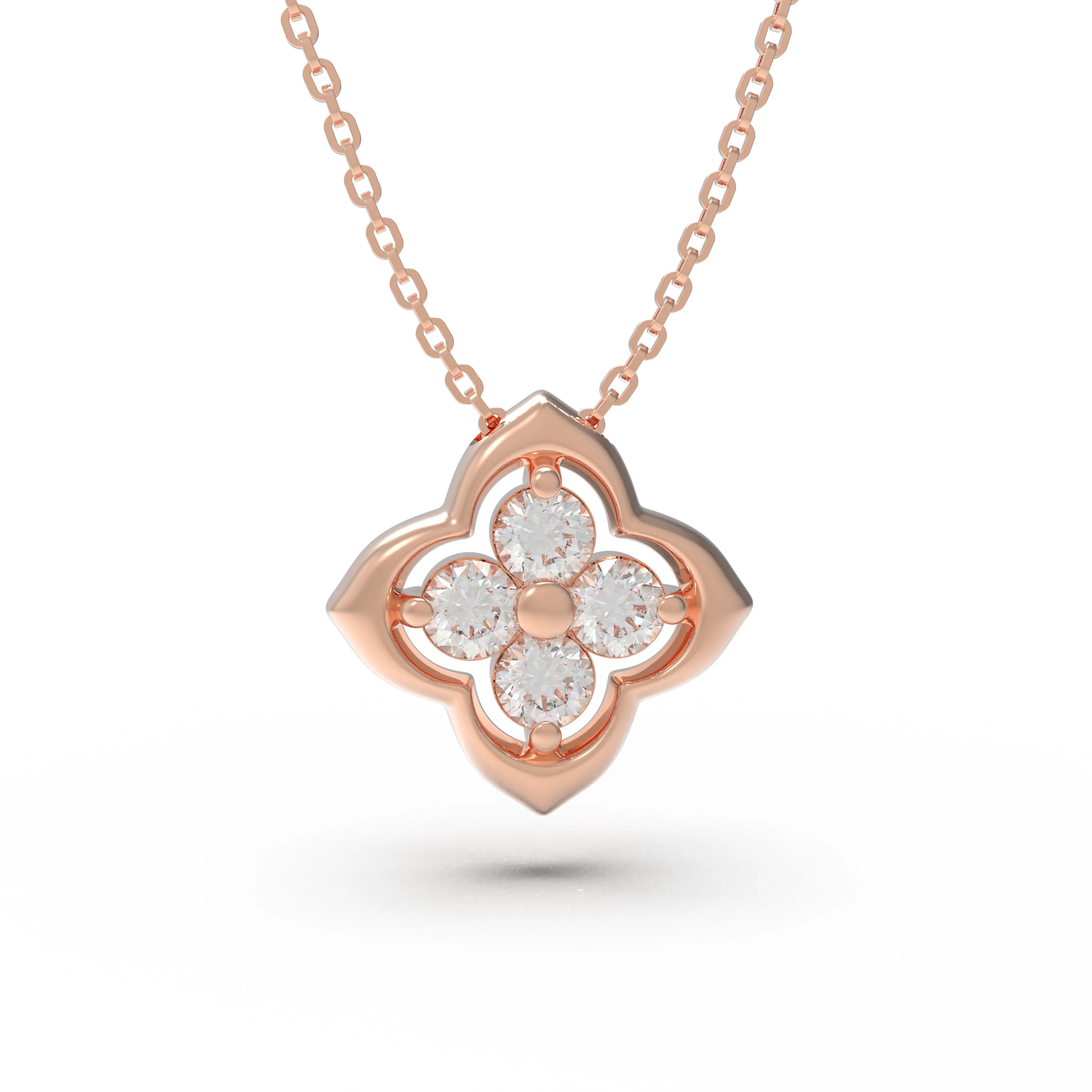 Collier Pendentif en Or Rose avec Diamant de 0,4 ct — Collier pendentif