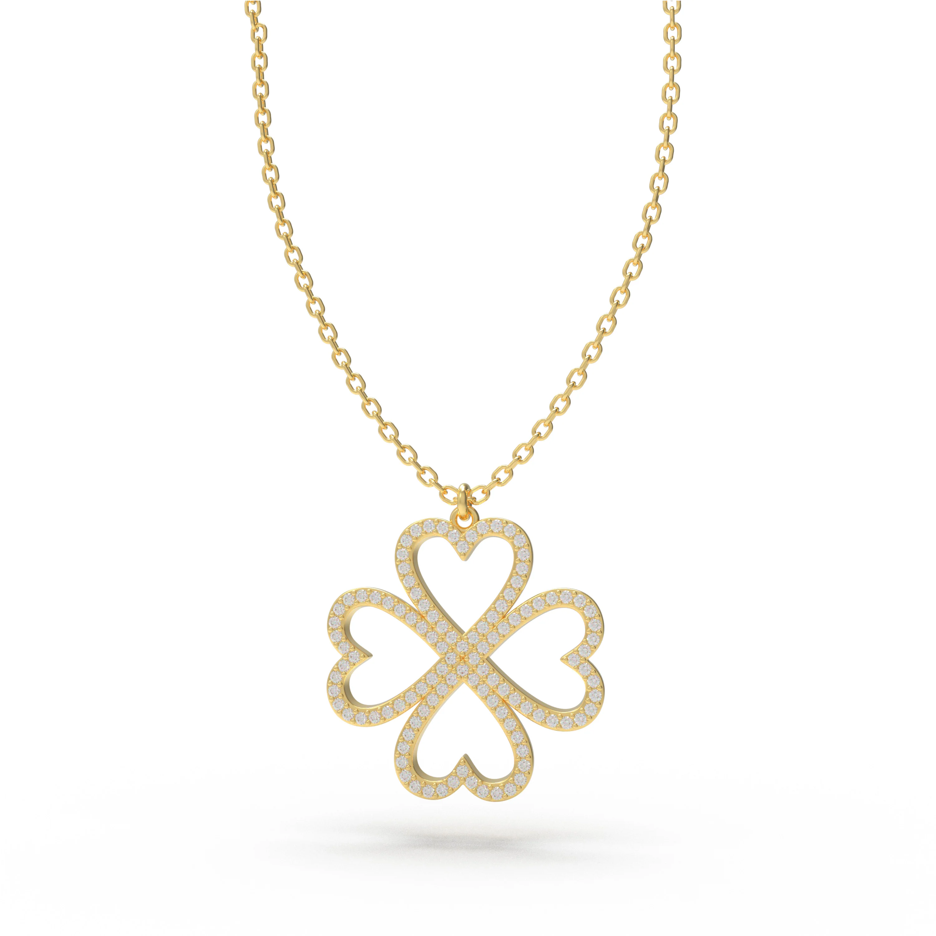 Collier Pendentif Coeur Trèfle à Quatre Feuilles Ophelia Eternity — Collier pendentif