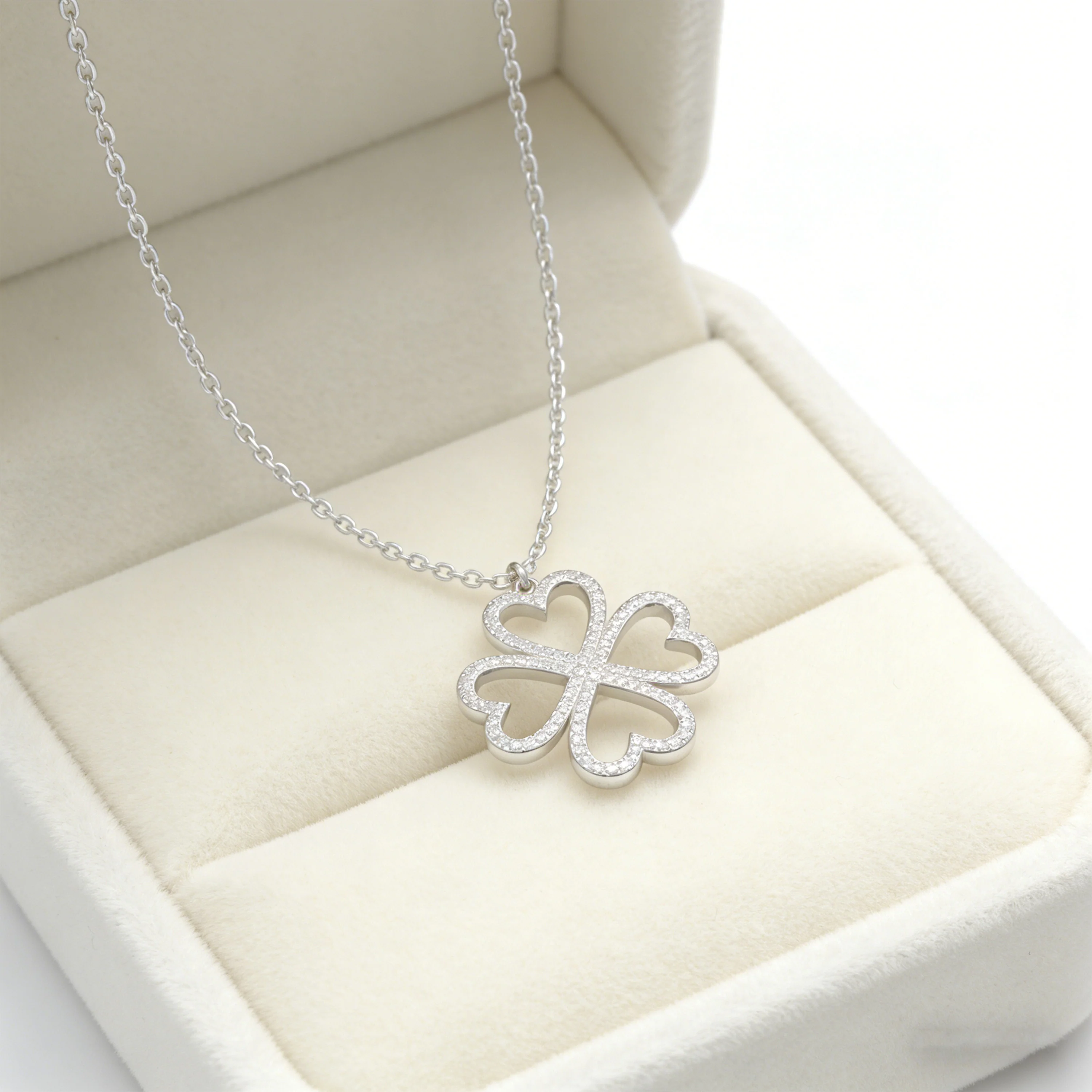 Collier Pendentif Coeur en Argent Sterling 925 Ophelia Eternity — Collier pendentif