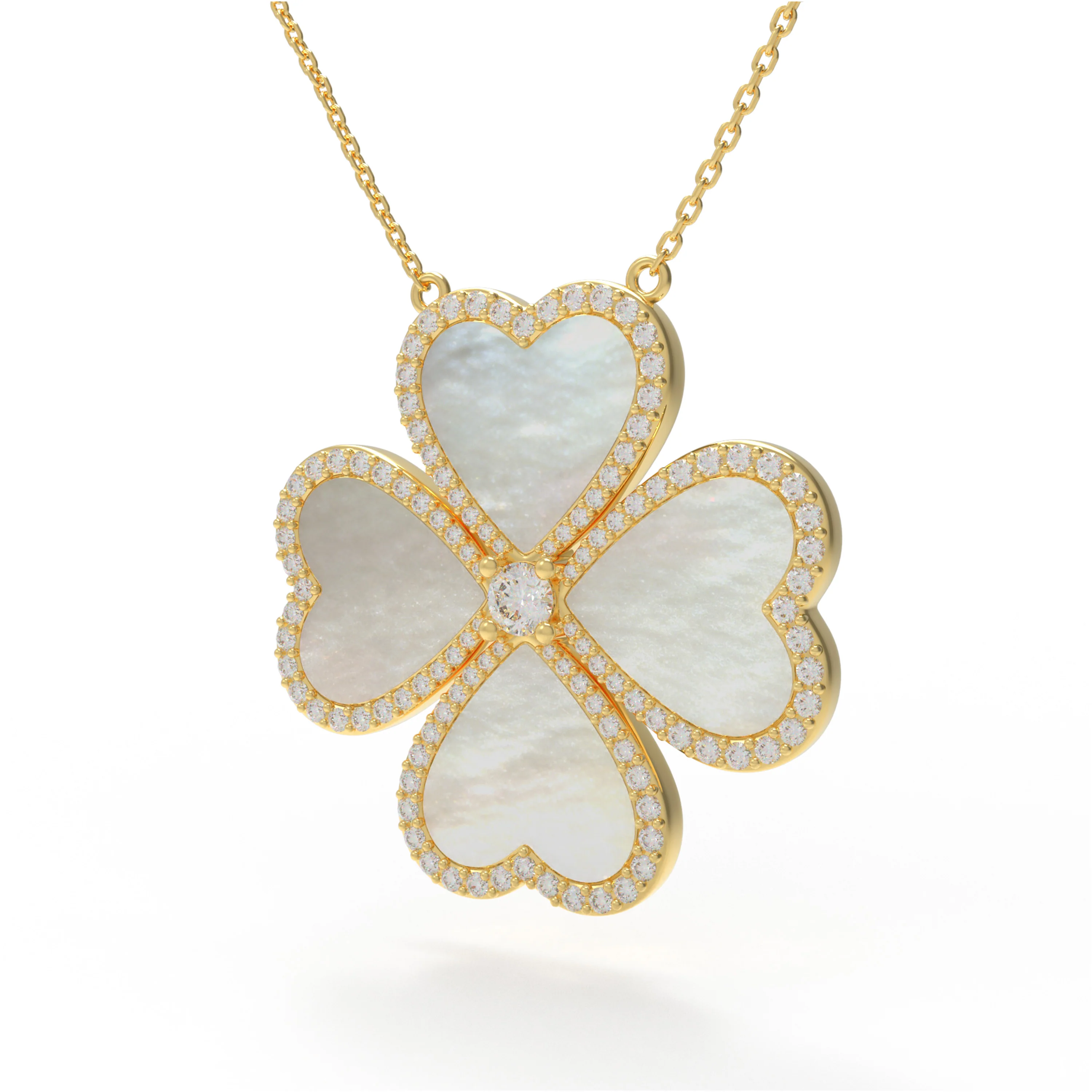 10K 14K Yellow Gold Heart Pendant Necklace with Lab Grown Diamond — Pendant Necklace