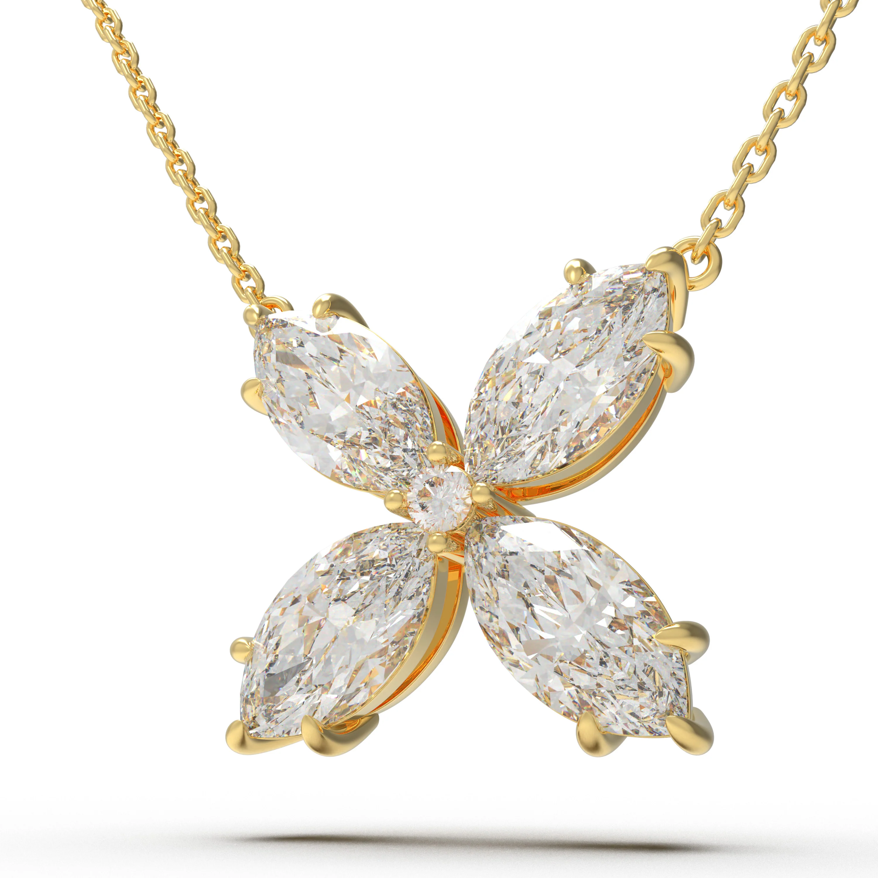 Collier Pendentif en Diamant Lab-Grown Marquise en Or Jaune — Collier pendentif