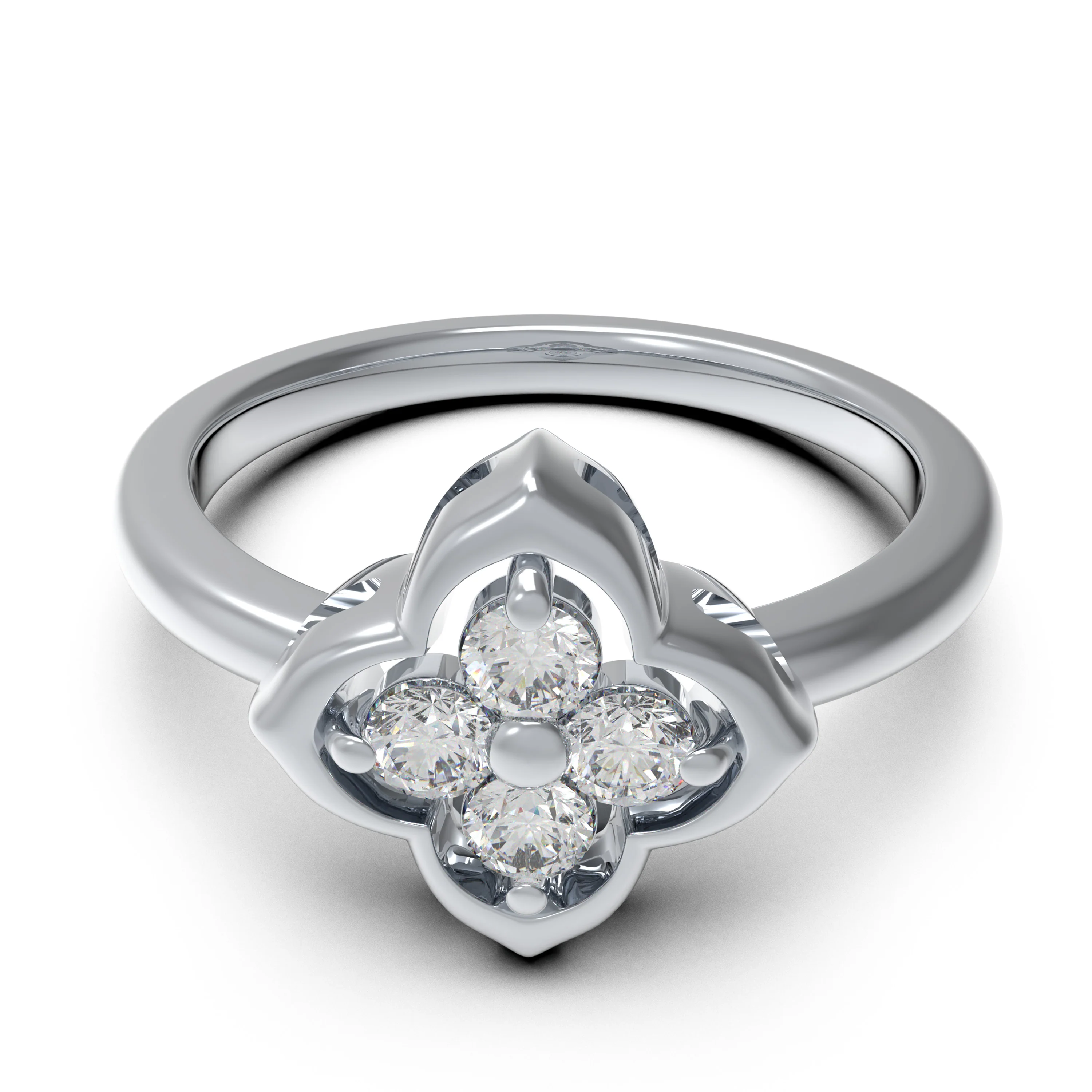 Clover Lab-Grown Diamond Ring in 10K/14K White Gold or Platinum — Stackable Rings