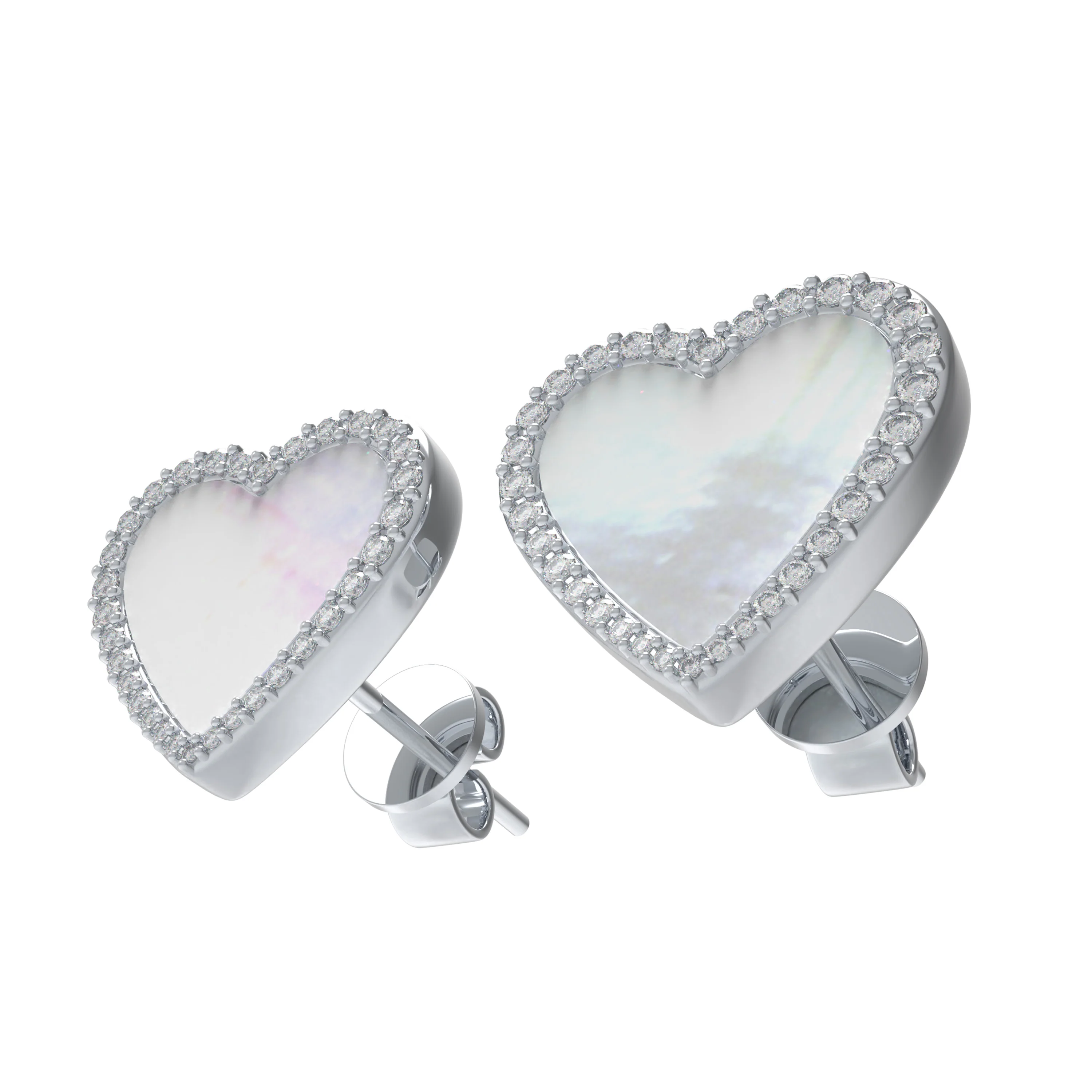 Boucles d'oreilles en forme de cœur en or blanc 10K/14K ou platine — Boucles D'oreilles