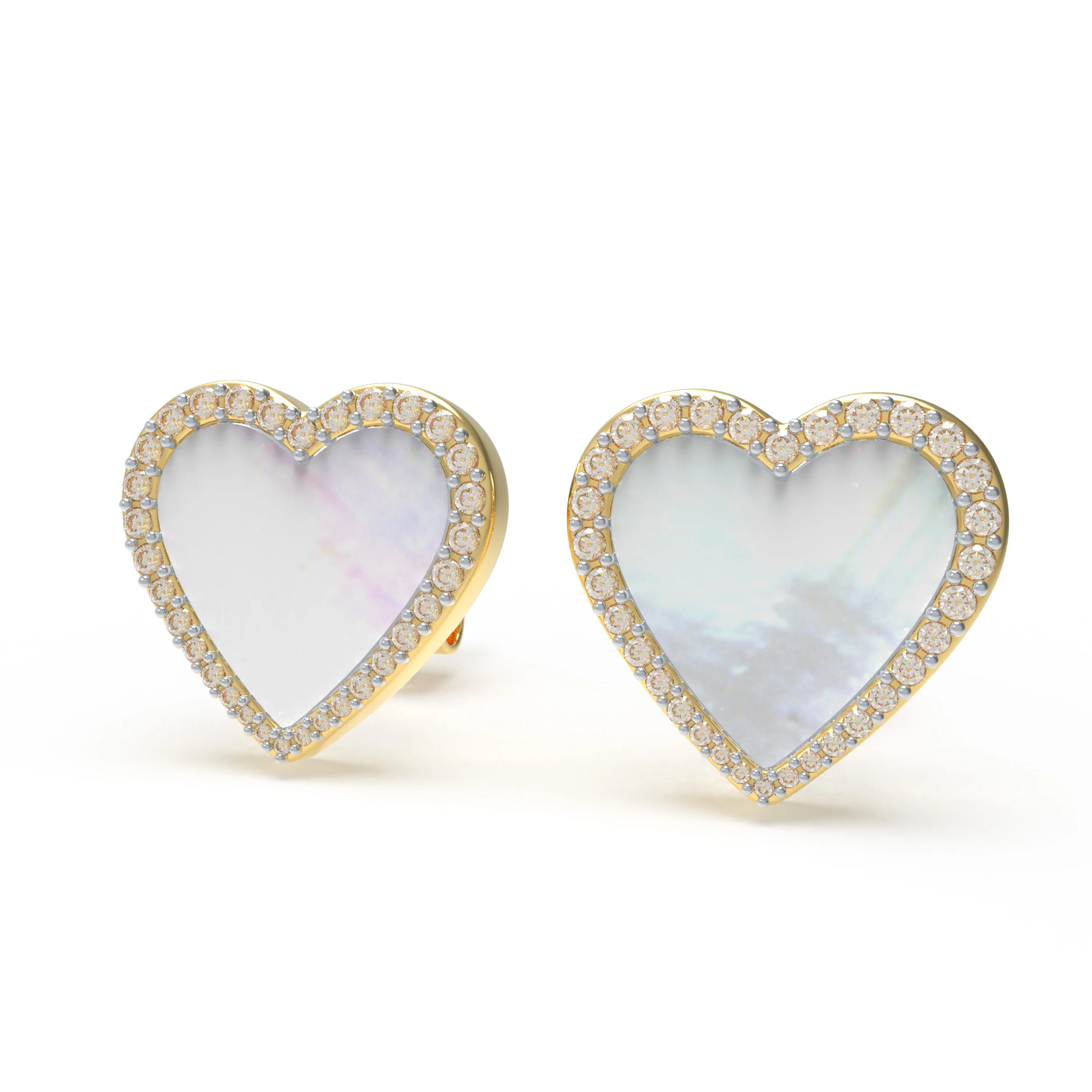 Boucles d'oreilles en or jaune 10K/14K en forme de cœur avec diamants cultivés en laboratoire