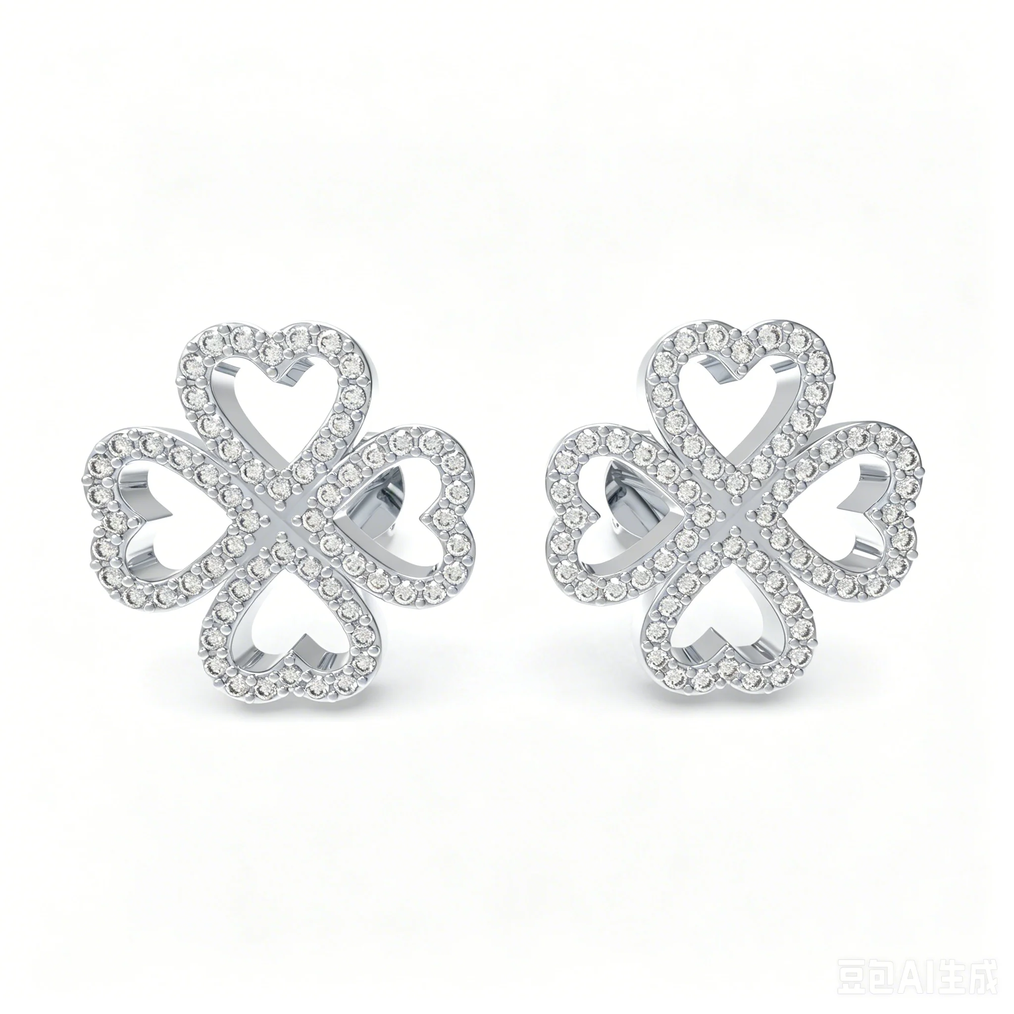 Boucles d'oreilles en or blanc 10K/14K ou platine avec diamants cultivés en laboratoire